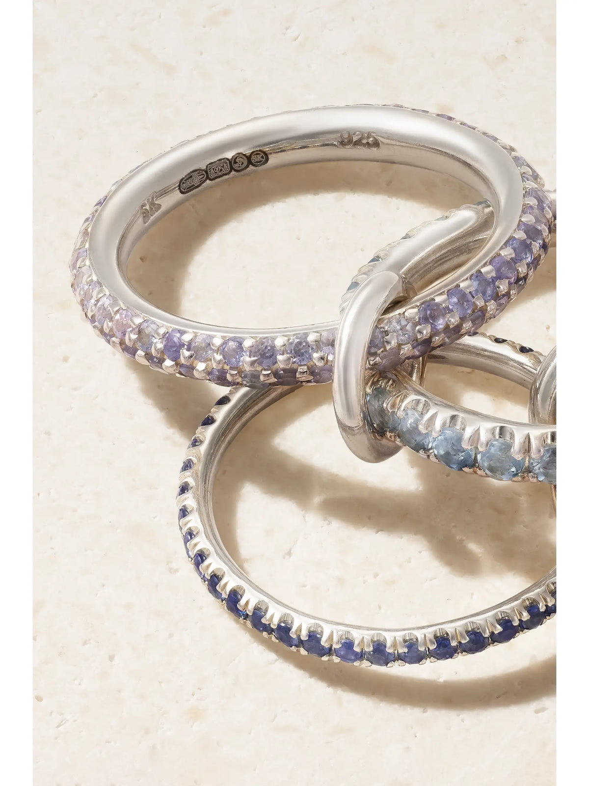Iris Set Of Four Sterling Silver Multi-stone Rings