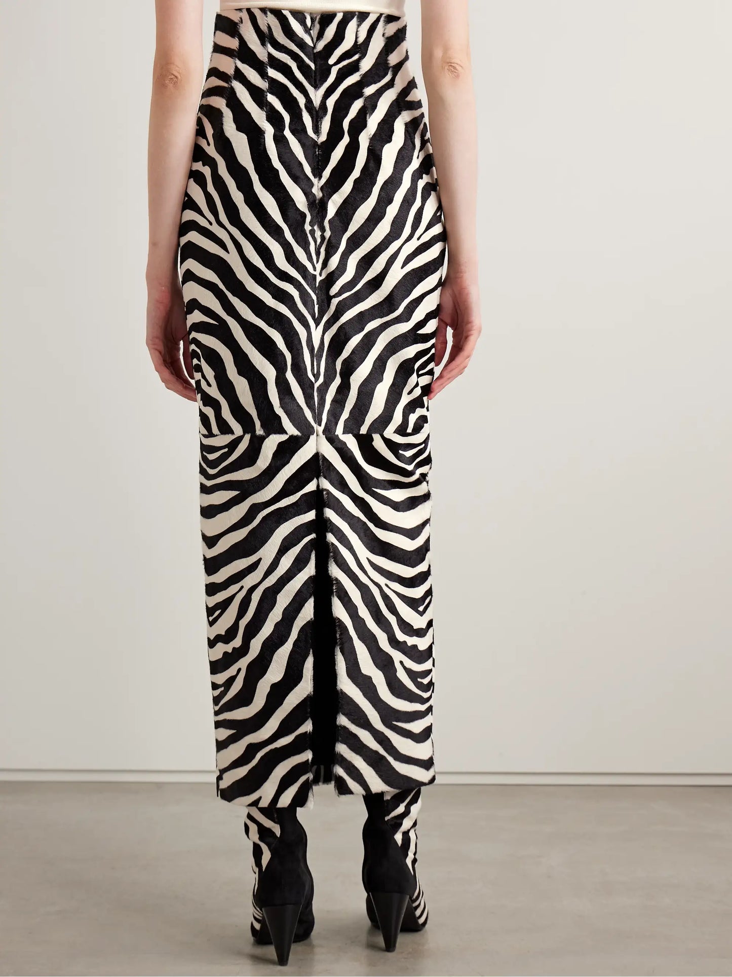Loxley Zebra-print Calf Hair Midi Skirt