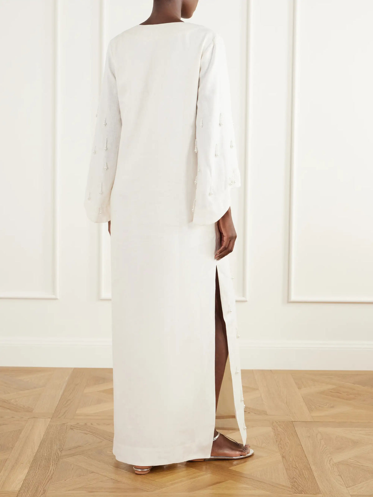 Andres Otalora Velar Embellished Linen-woven Maxi Dress