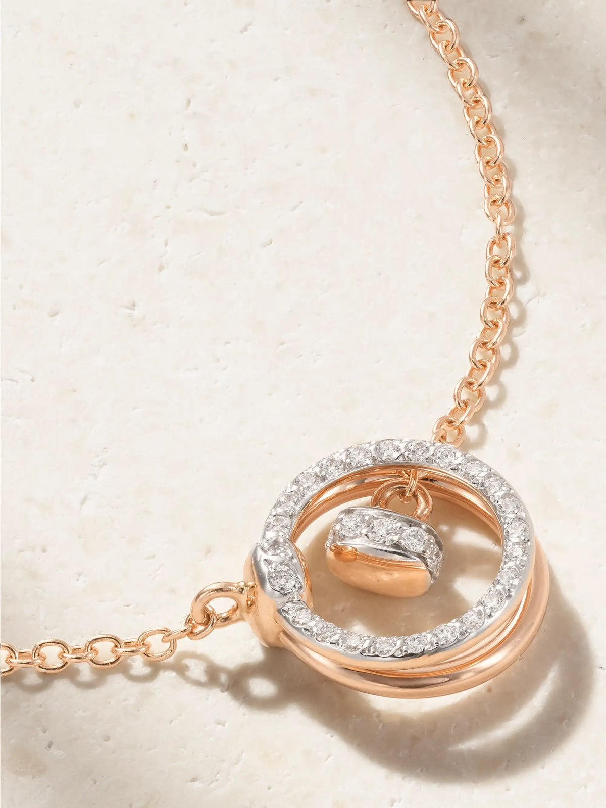 Together Rhodium-plated 18-karat Rose Gold Diamond Bracelet