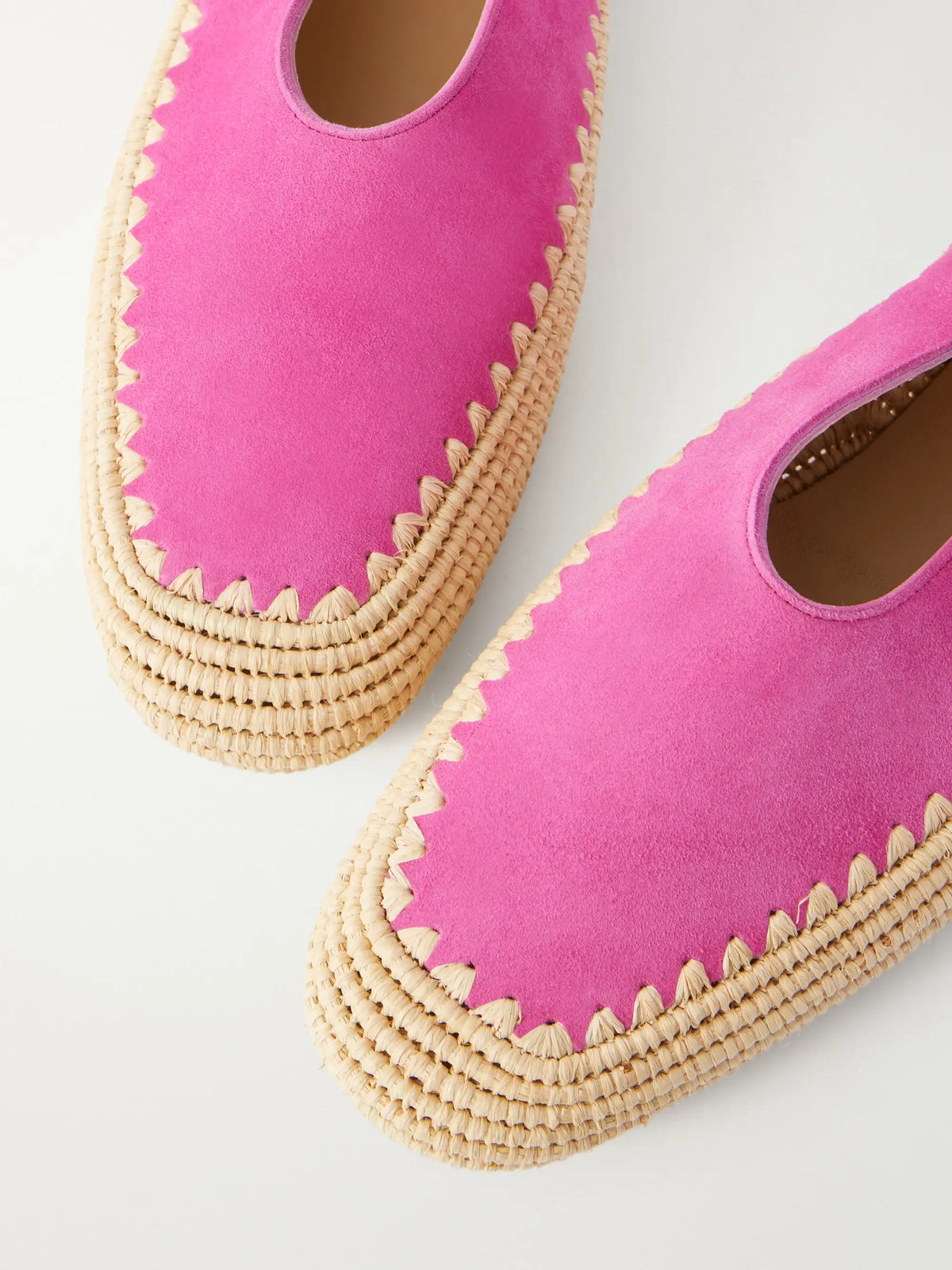 Suede And Raffia Ballet Flats