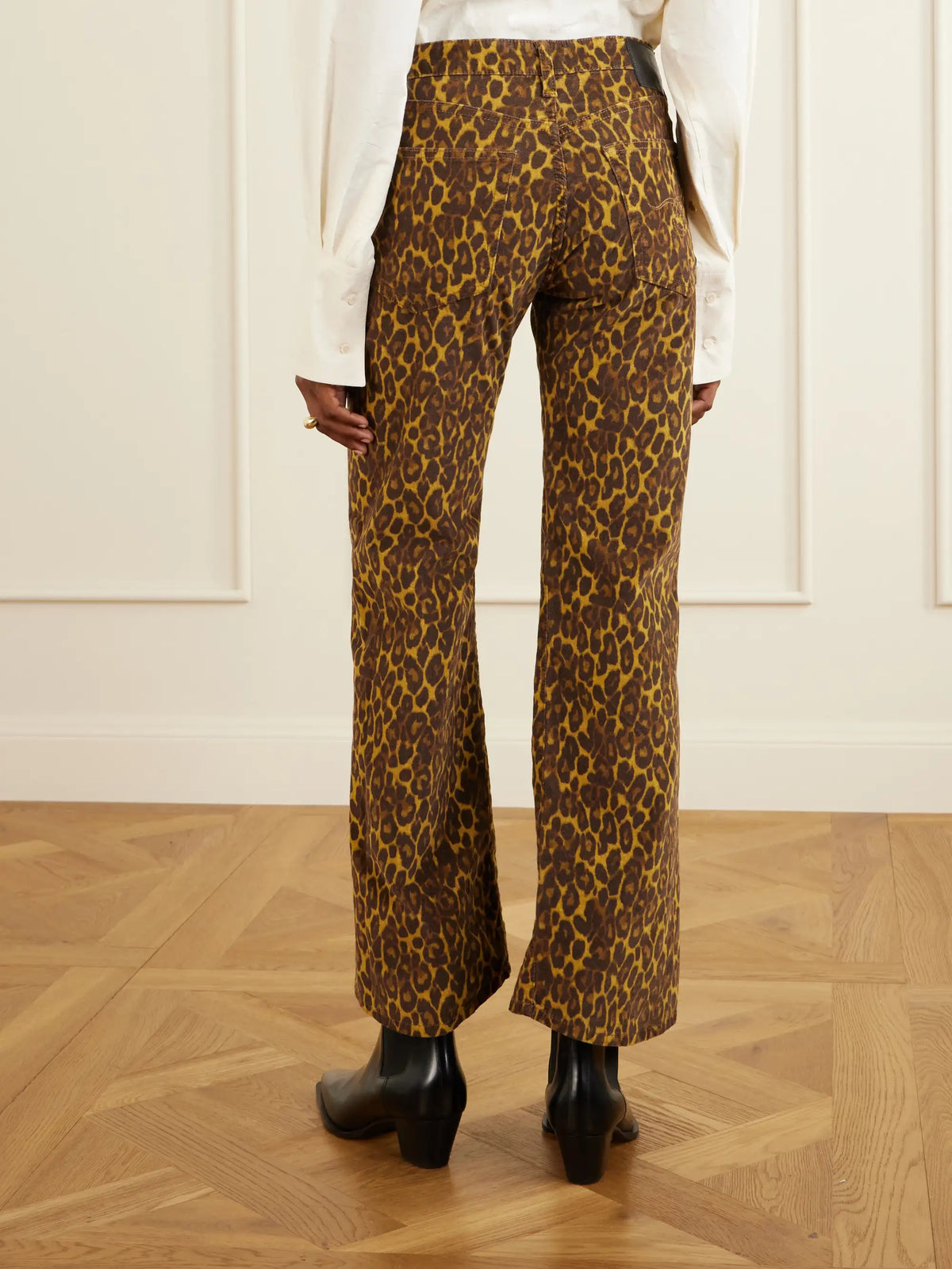 Joan Cropped Animal-print Flared Jeans