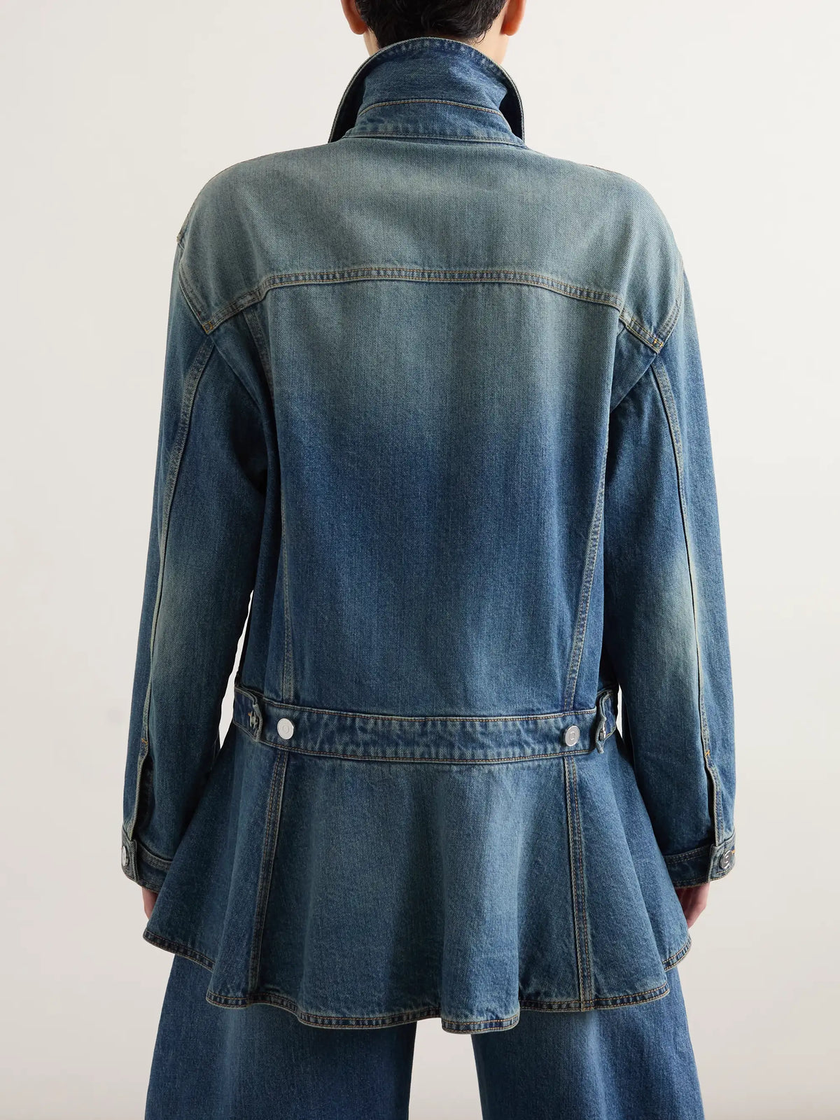 Alaïa Belted Denim Peplum Jacket