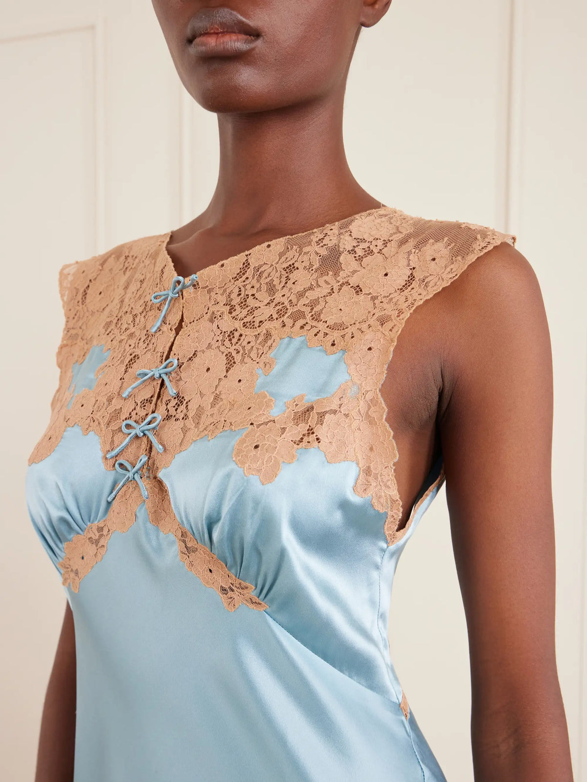 Marcelle Lace-trimmed Silk-satin Midi Dress