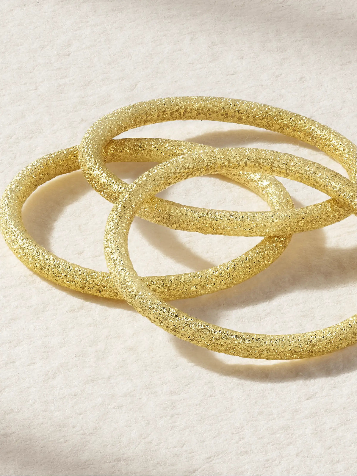 Set Of Three Florentine Finish 18-karat Gold Rings
