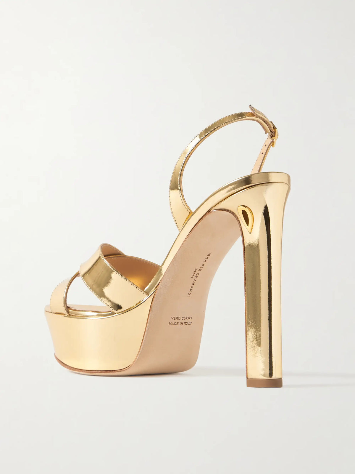 Leonardo 130 Metallic Leather Platform Slingback Sandals