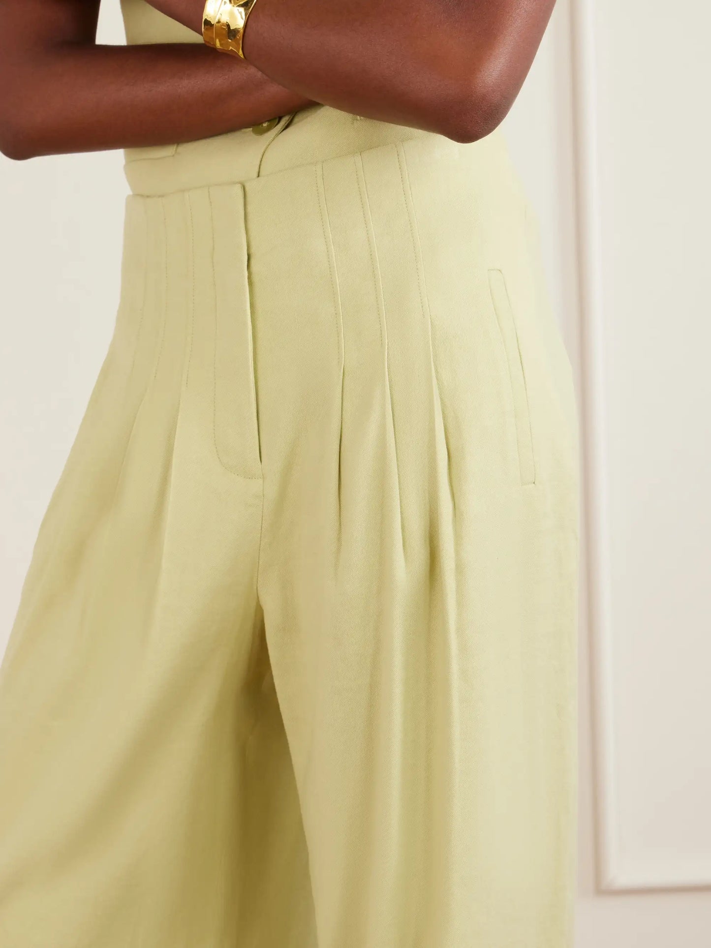 Hoyt Linen-blend Twill Wide-leg Pants