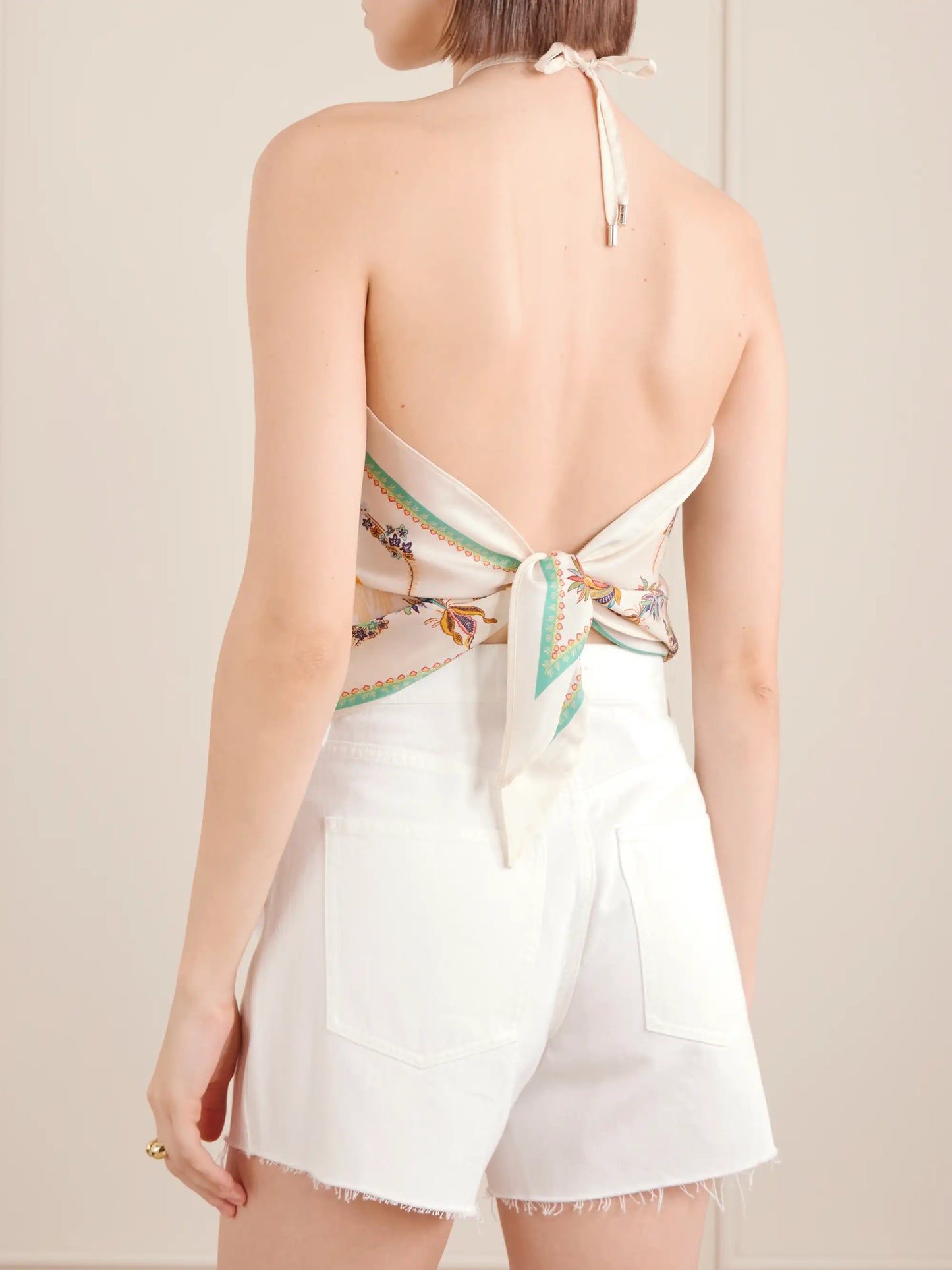 Triangle Floral-print Silk-twill Top