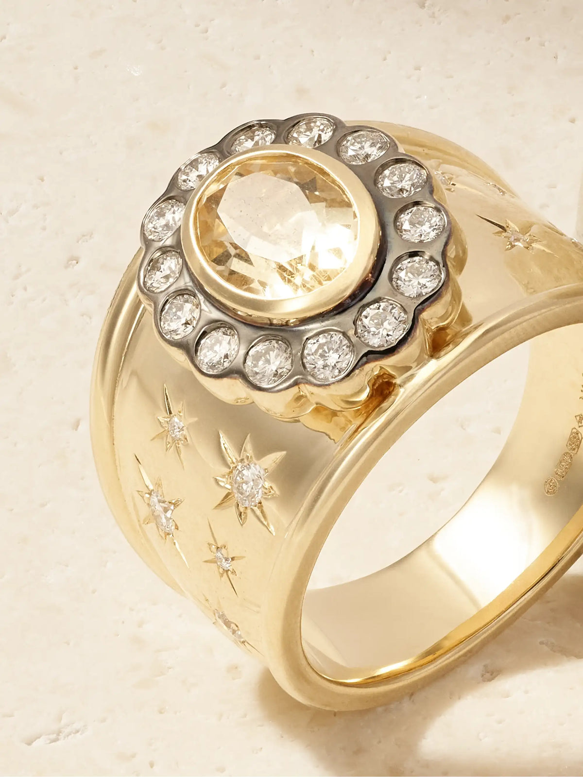 Lexi Cigar Band 14-karat Gold, Citrine And Diamond Ring