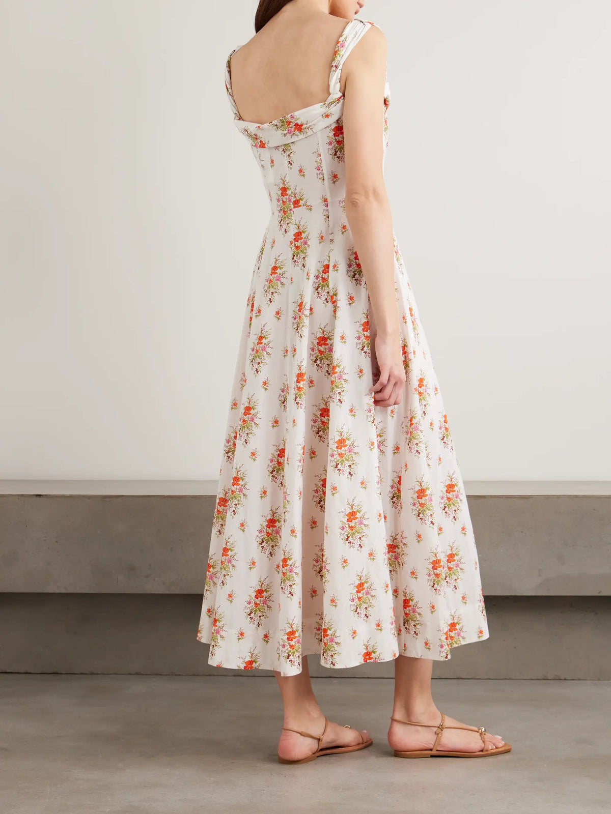 Clea Ruffled Floral-print Organic Cotton Midi Dress