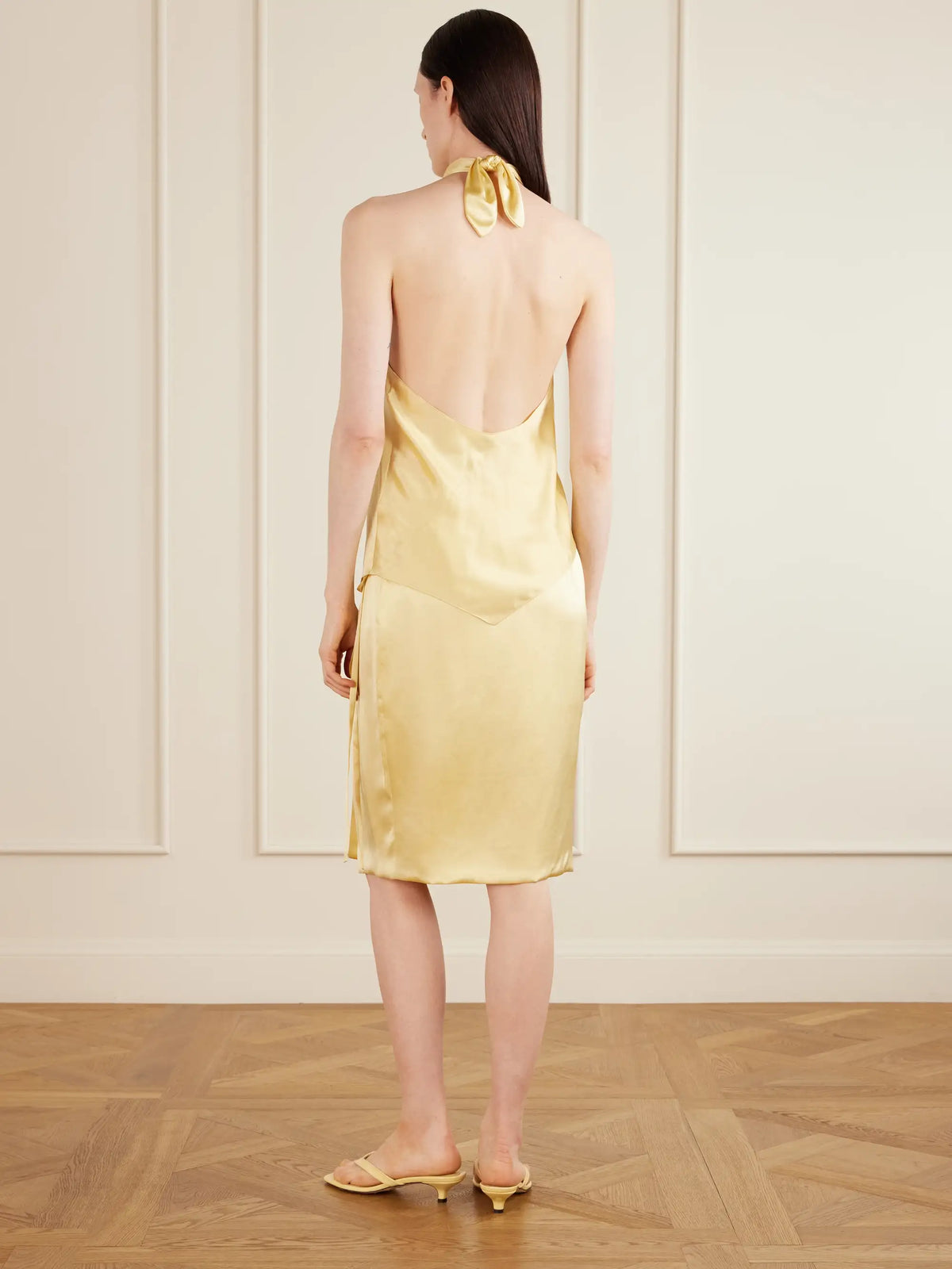 AFLALO Safira Silk-satin Halterneck Top