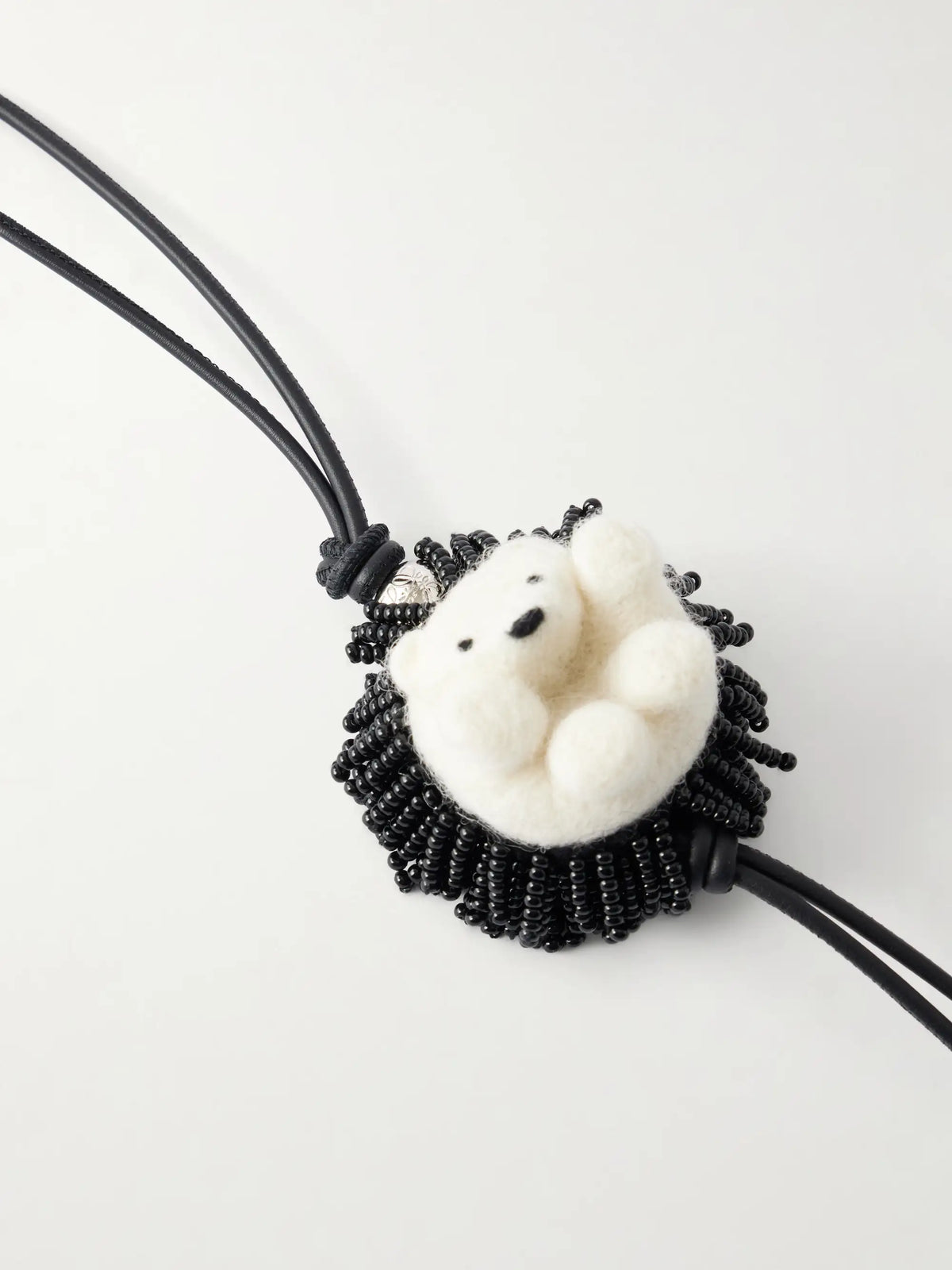 Hedgehog Bead-embellished Wool-felt And Leather Bag Charm