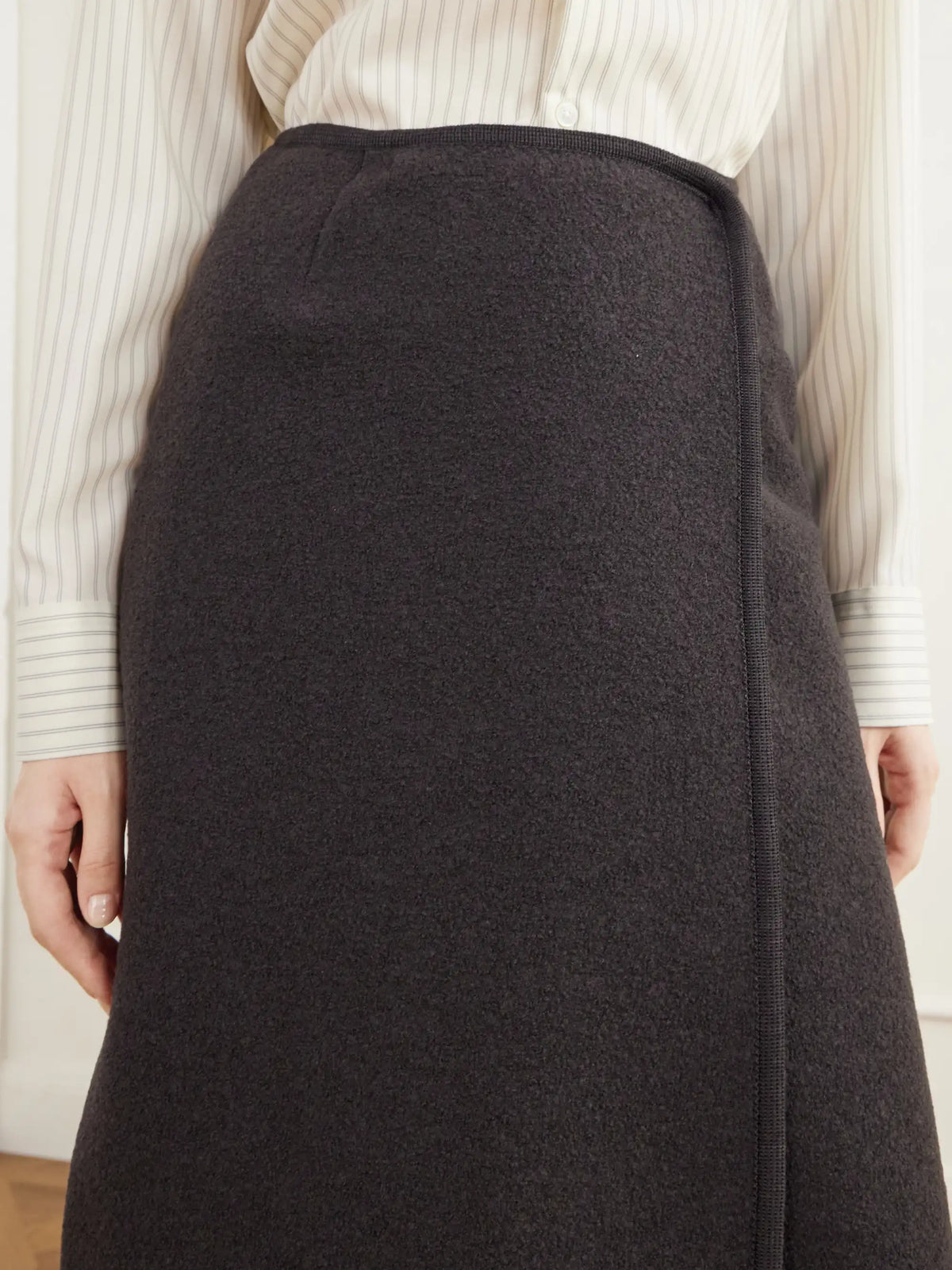 RIER Walker Felted Wool-fleece Midi Skirt