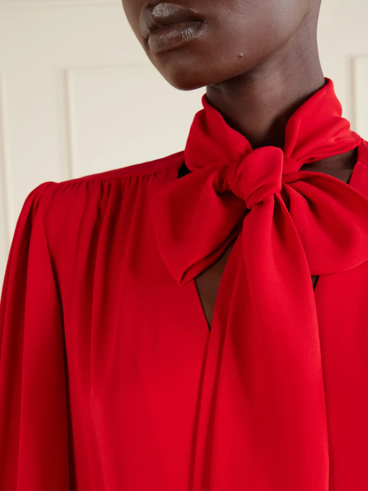 Scarf-detailed Silk Georgette Blouse