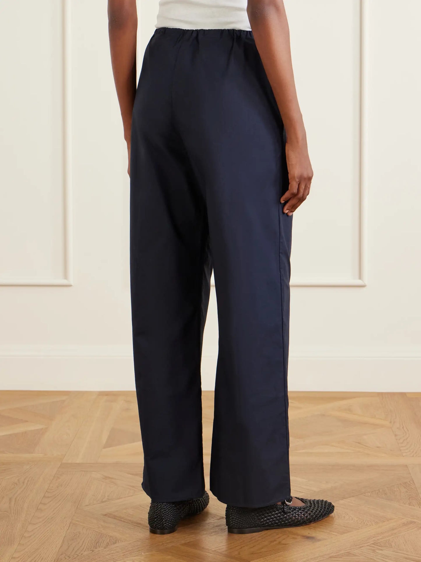 Josephine Drawstring Organic Cotton-poplin Straight-leg Pants