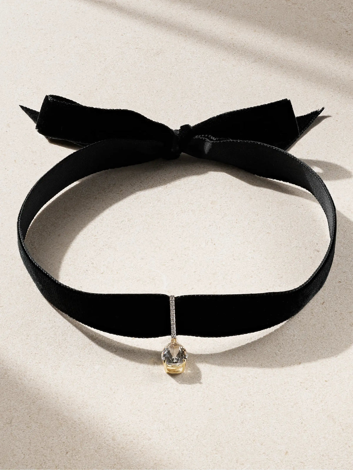 14-karat Gold, Velvet, Topaz And Diamond Choker