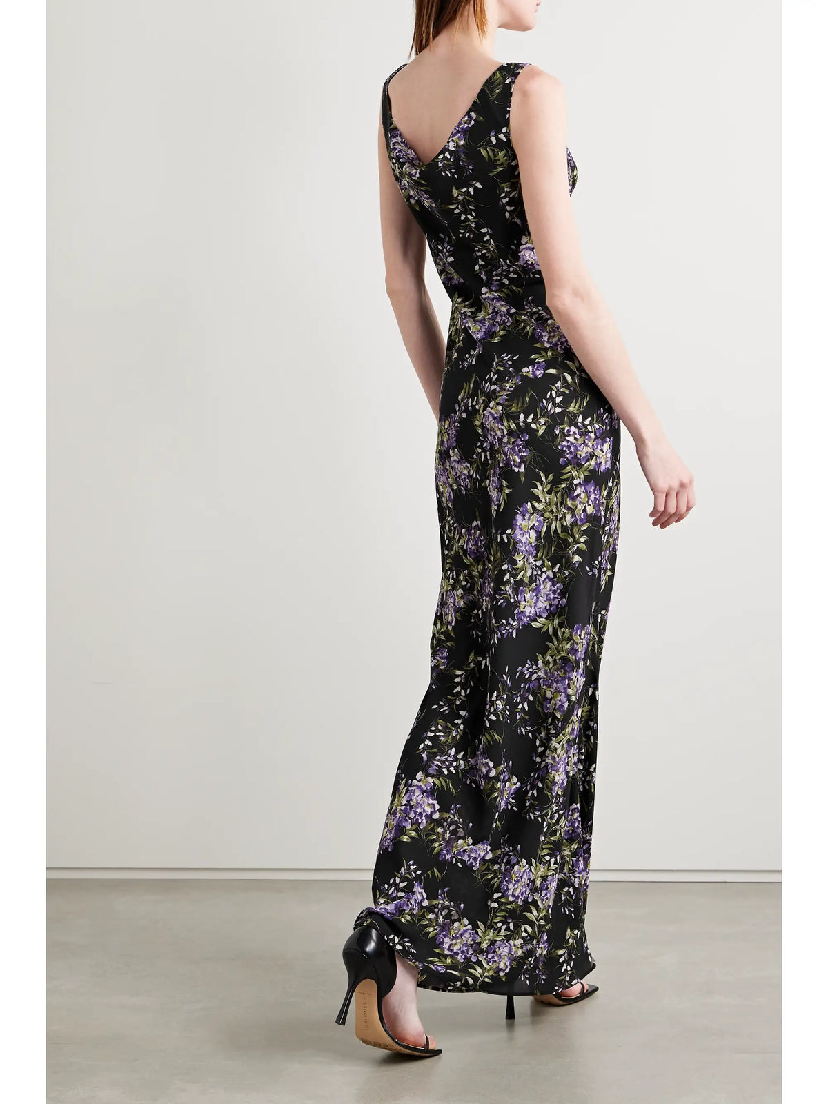 Draped Floral-print Georgette Gown