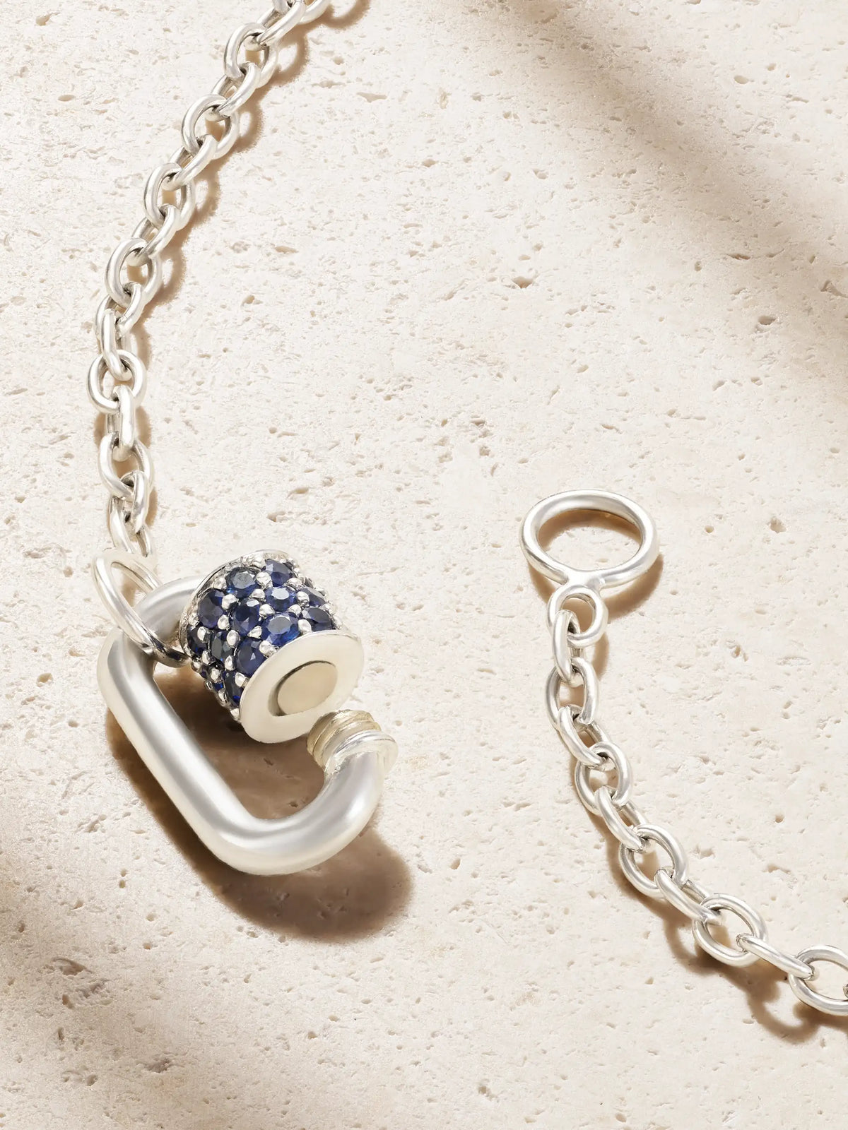 Marla Aaron Pulley And Chubby Babylock 14-karat White Gold Sapphire Necklace