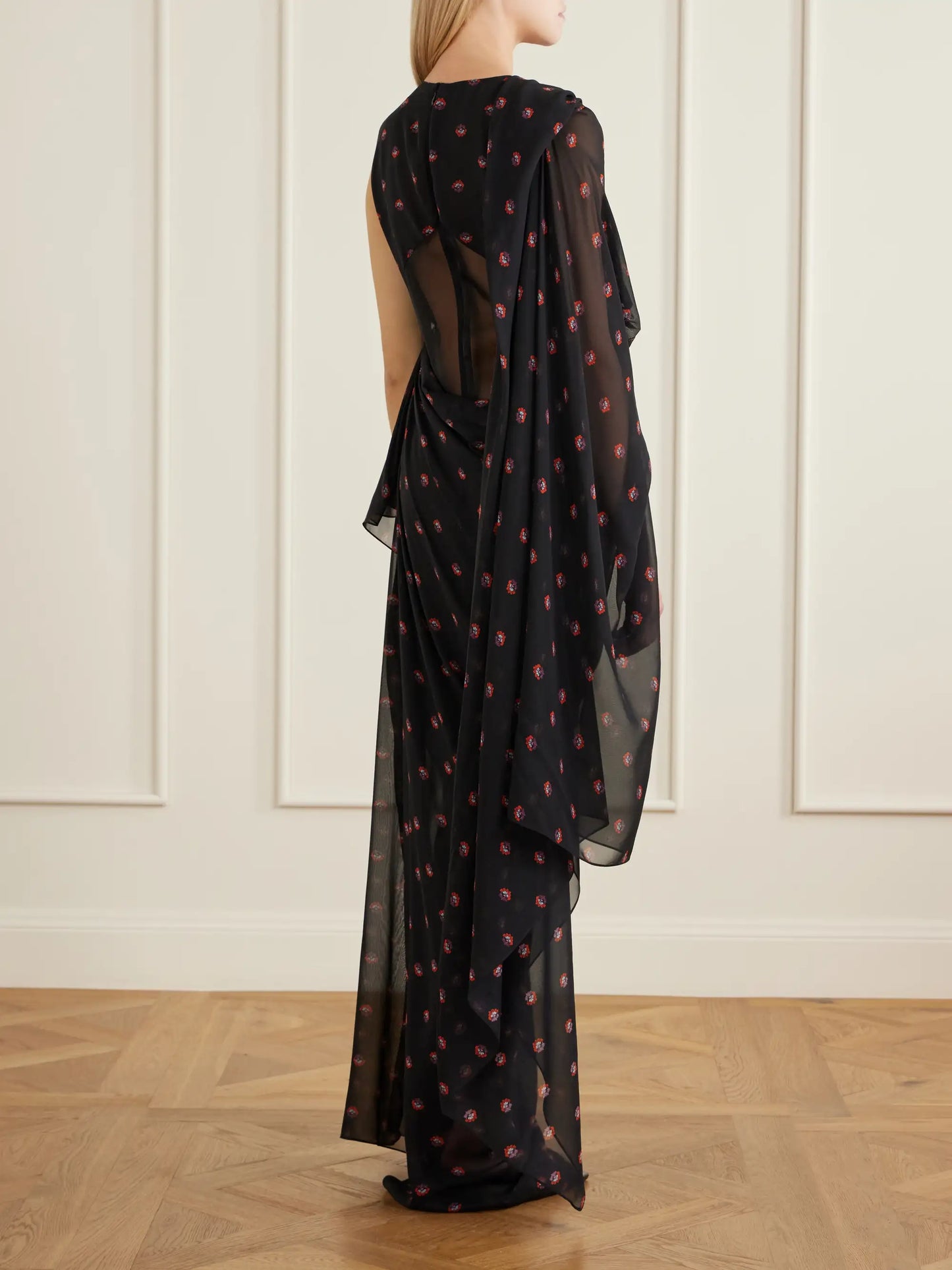 Floral-print Silk-chiffon Gown