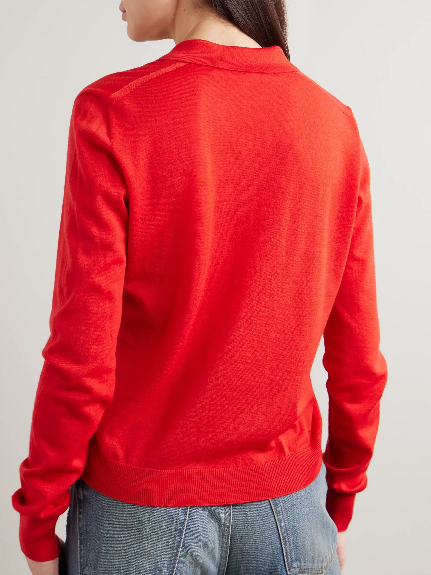 Dea Embroidered Merino Wool Polo Sweater