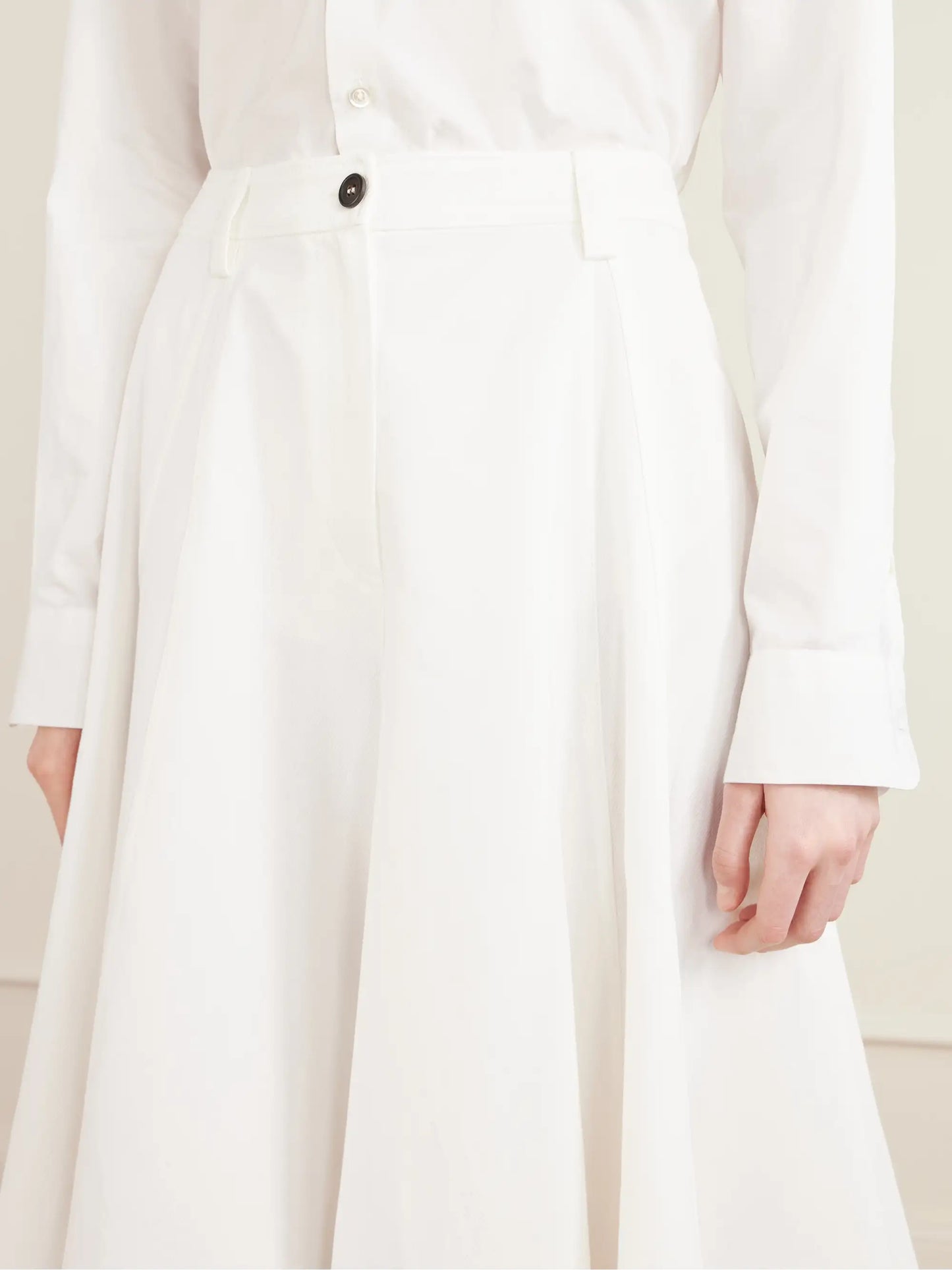 Cotton-blend Twill Midi Skirt