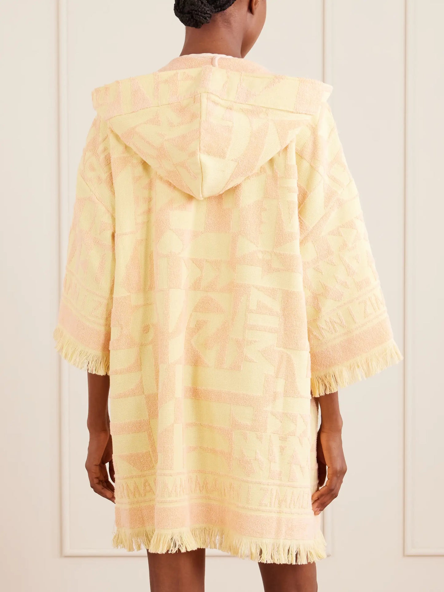 Solstice Hooded Fringed Jacquard-knit Cotton-terry Coverup
