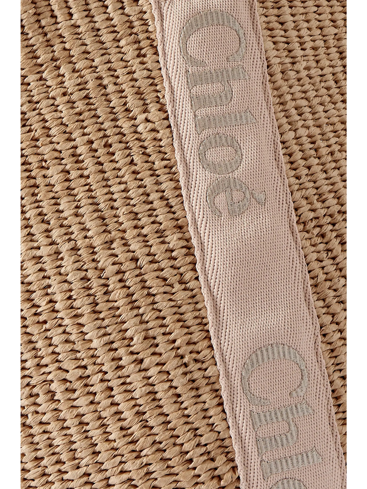 Woody Large Leather-trimmed Raffia Tote