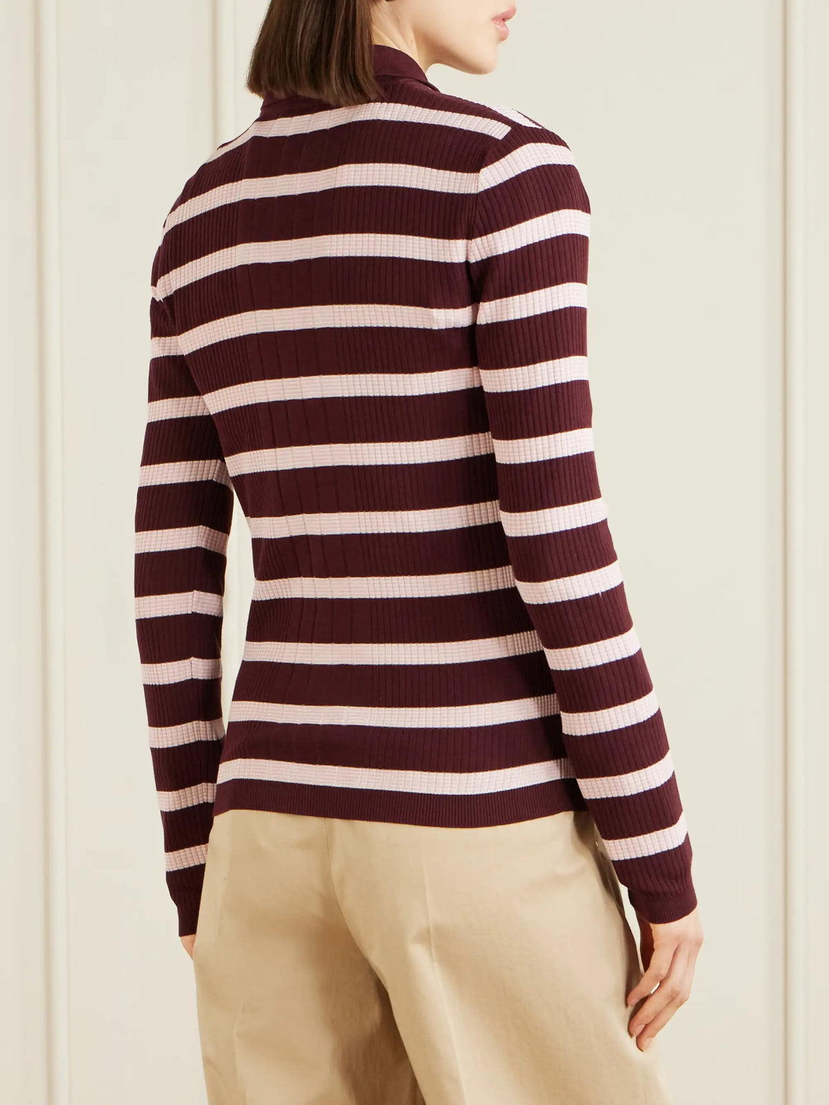 Striped Ribbed Cotton Polo Shirt