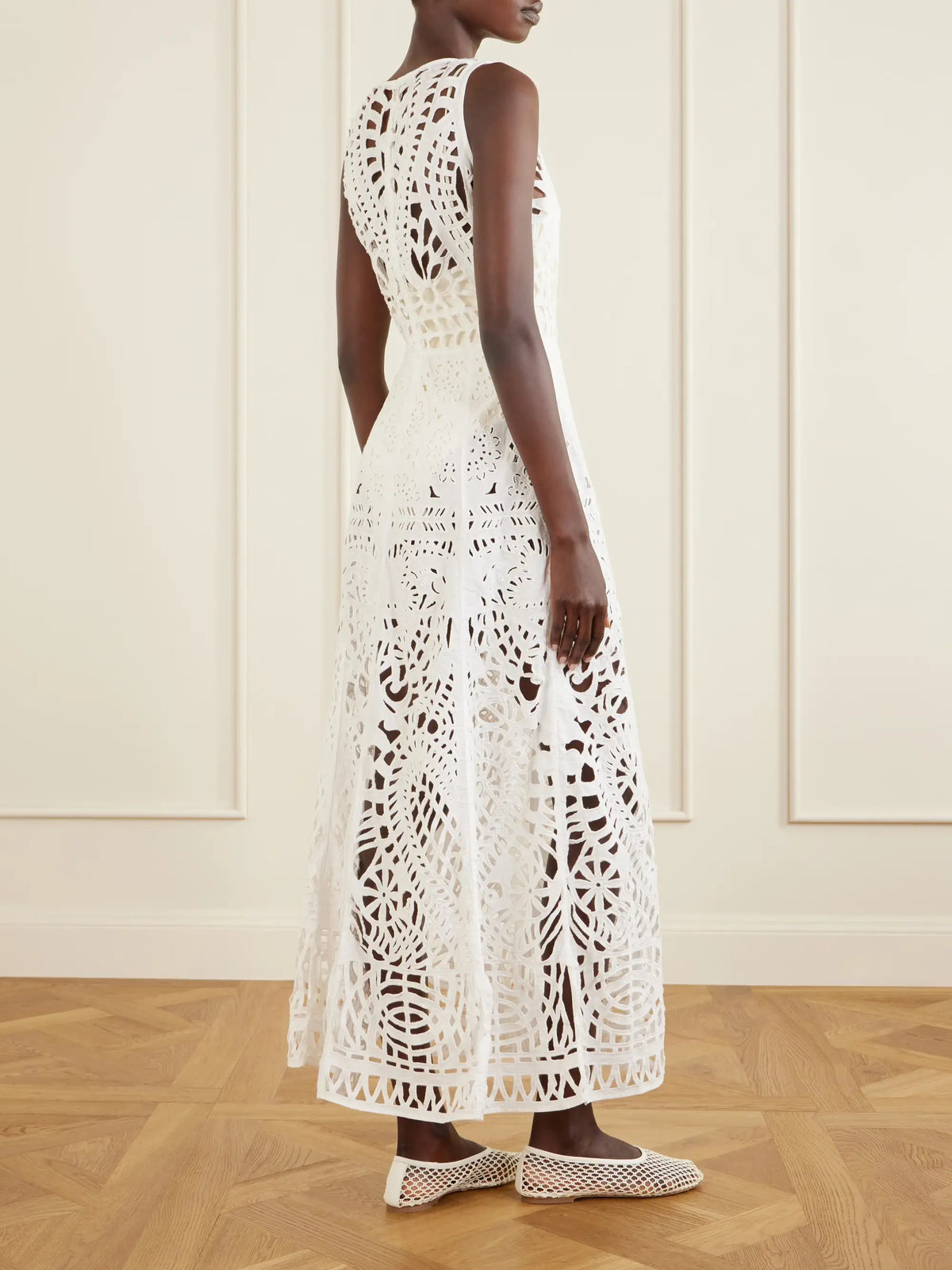 Emporio Sirenuse Vivienne Brisé Cut-out Cotton Midi Dress