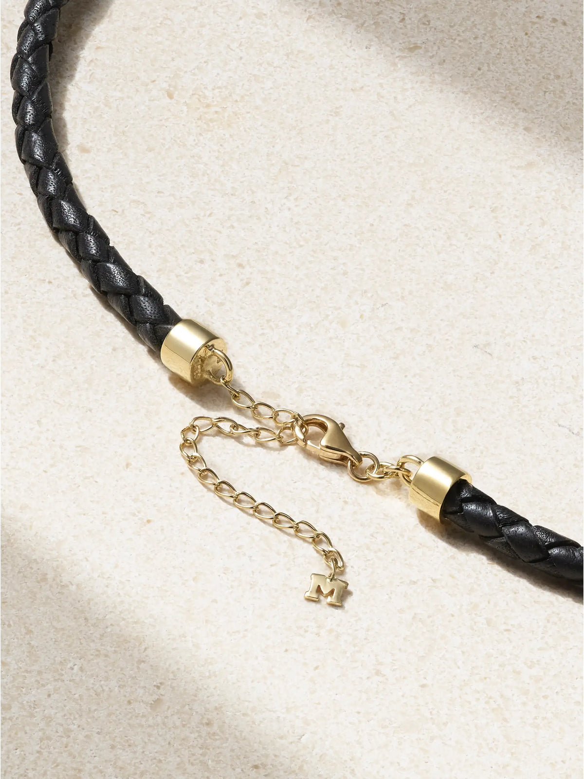 Water Droplet Leather And 14-karat Gold Necklace
