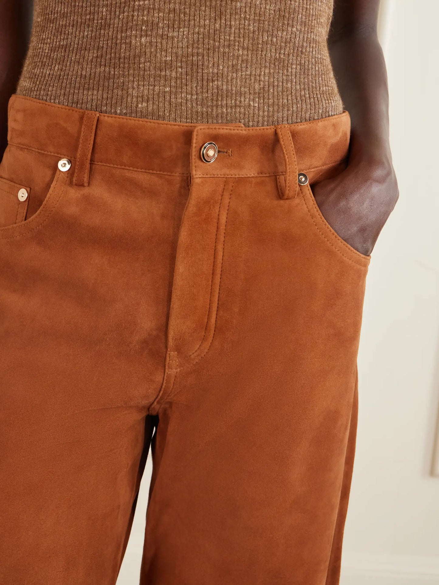 Amoret Suede Wide-leg Pants