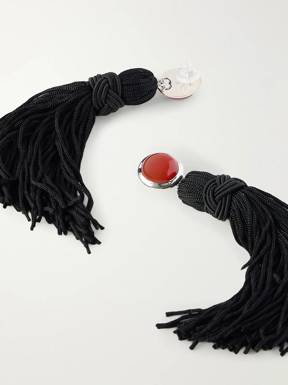 Cleo Tasseled Silver And Cornelian Earrings