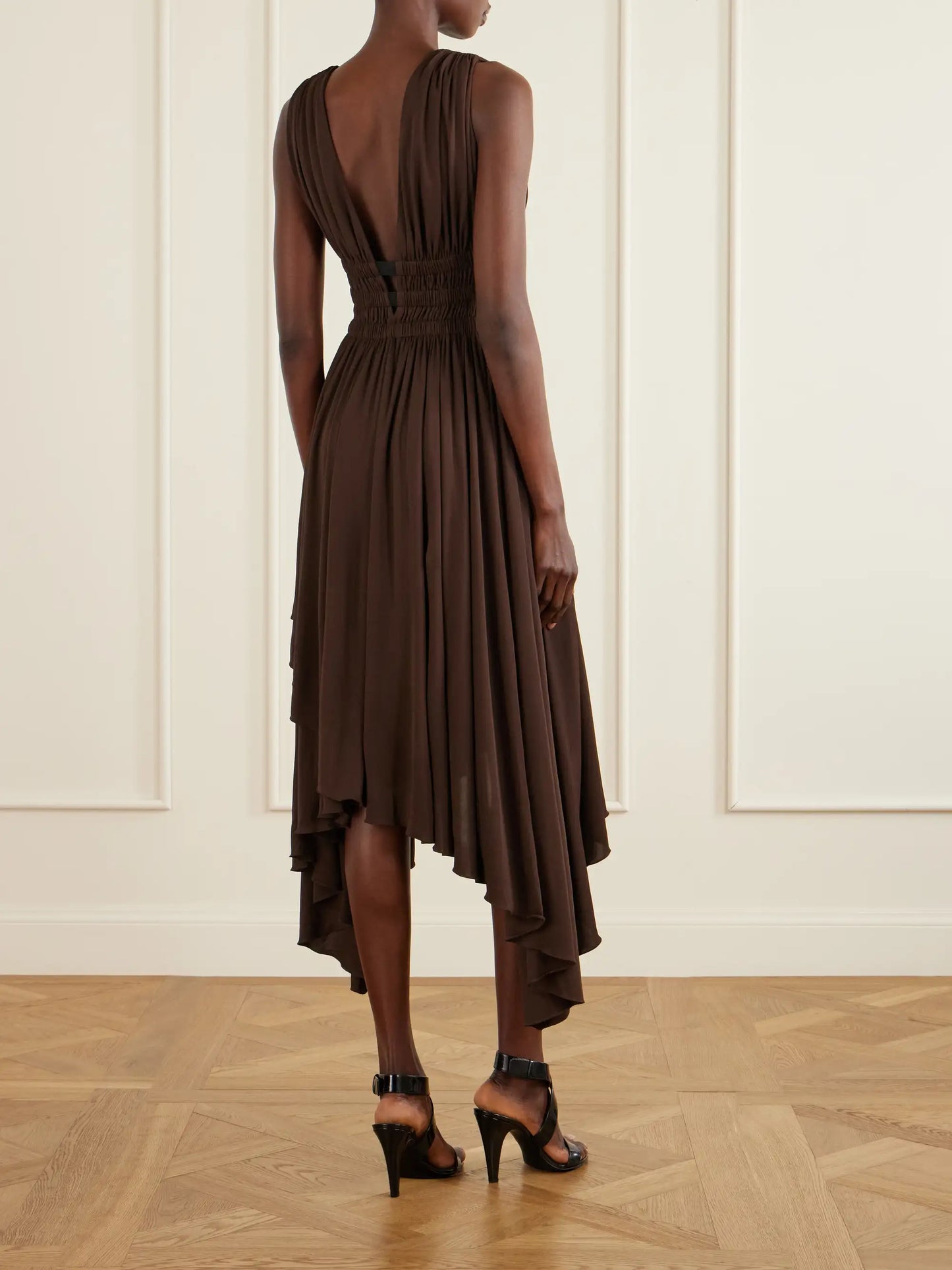 Draped Jersey Midi Dress