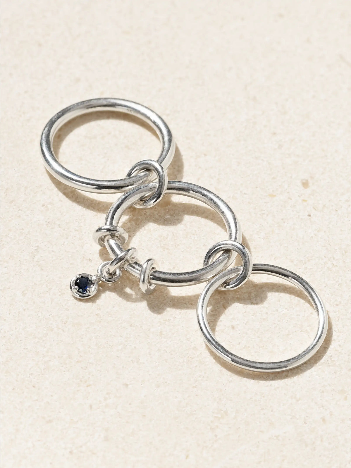 Piera Set Of Three Sterling Silver Sapphire Rings