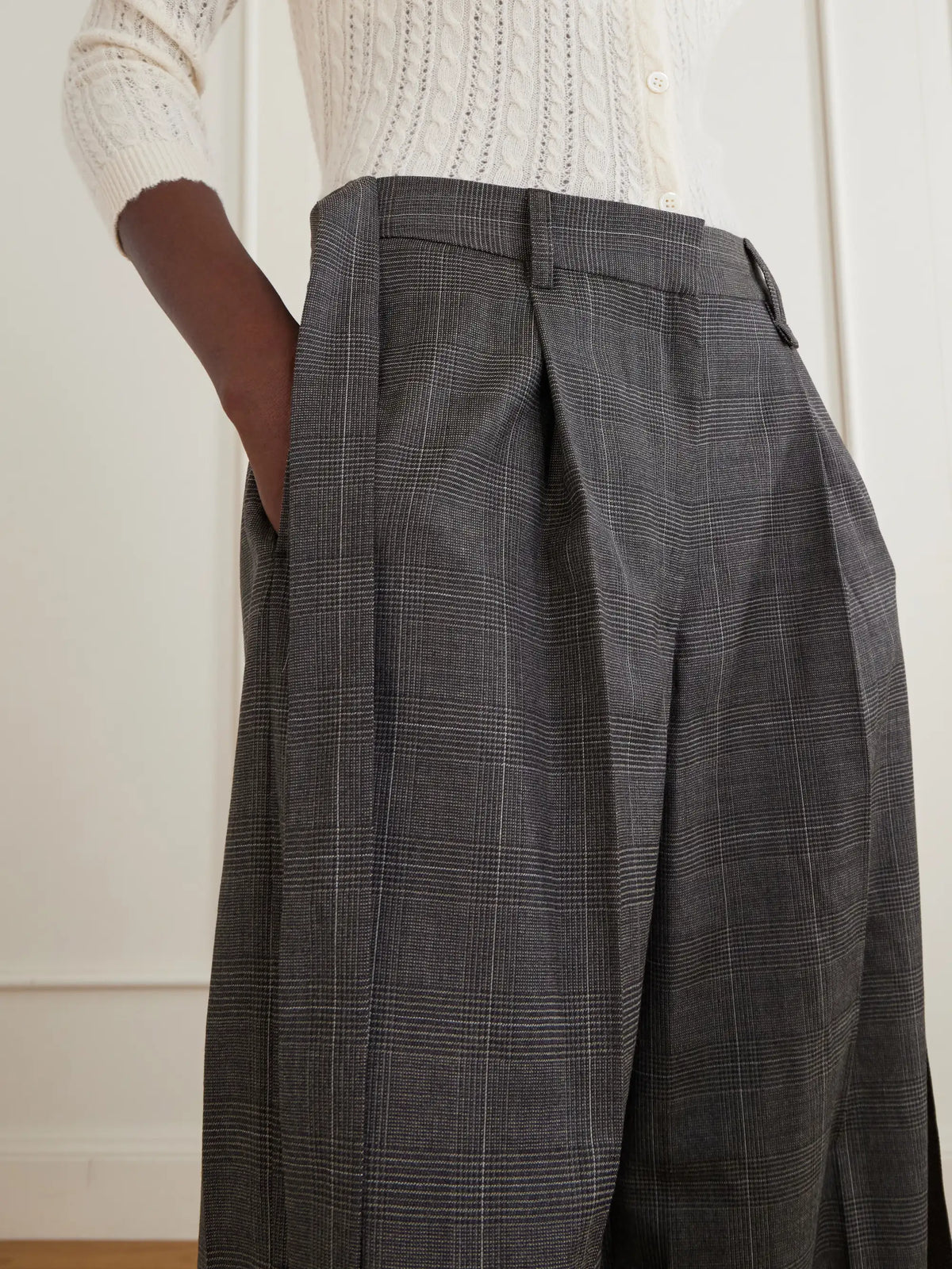 Simone Rocha Checked Wool-blend Wide-leg Pants