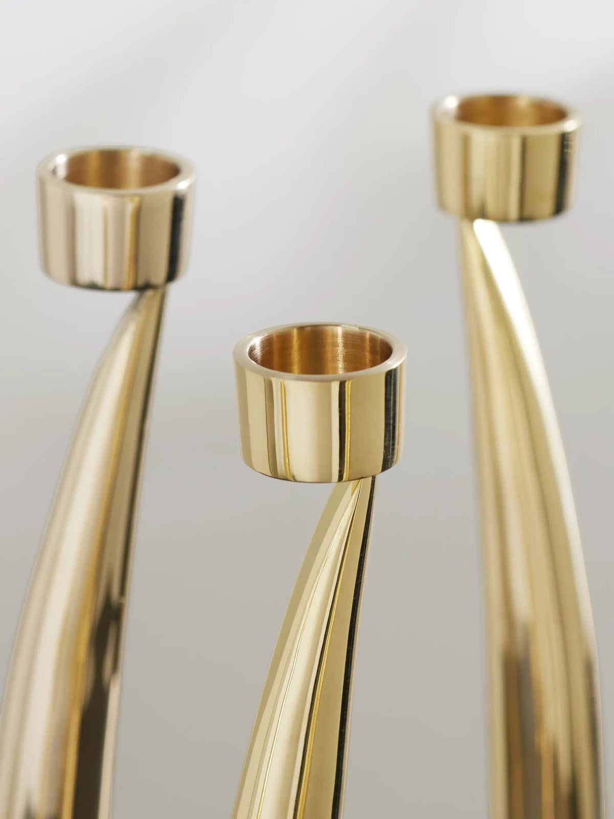 Leaf Set Of Five Gold-tone Brass Candleholders
