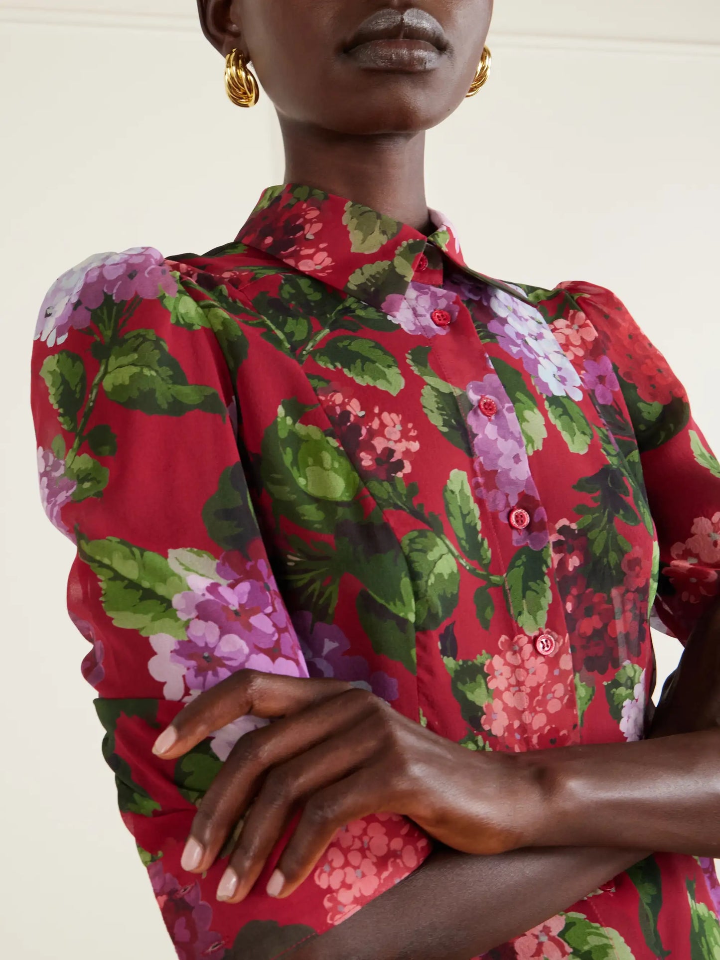 Floral-print Silk-chiffon Blouse