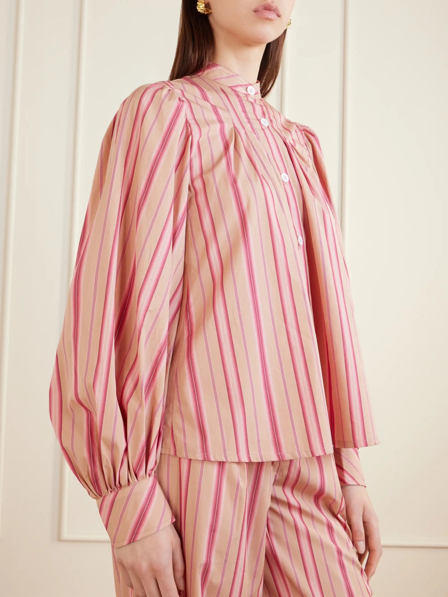 Yana Striped Cotton-poplin Blouse