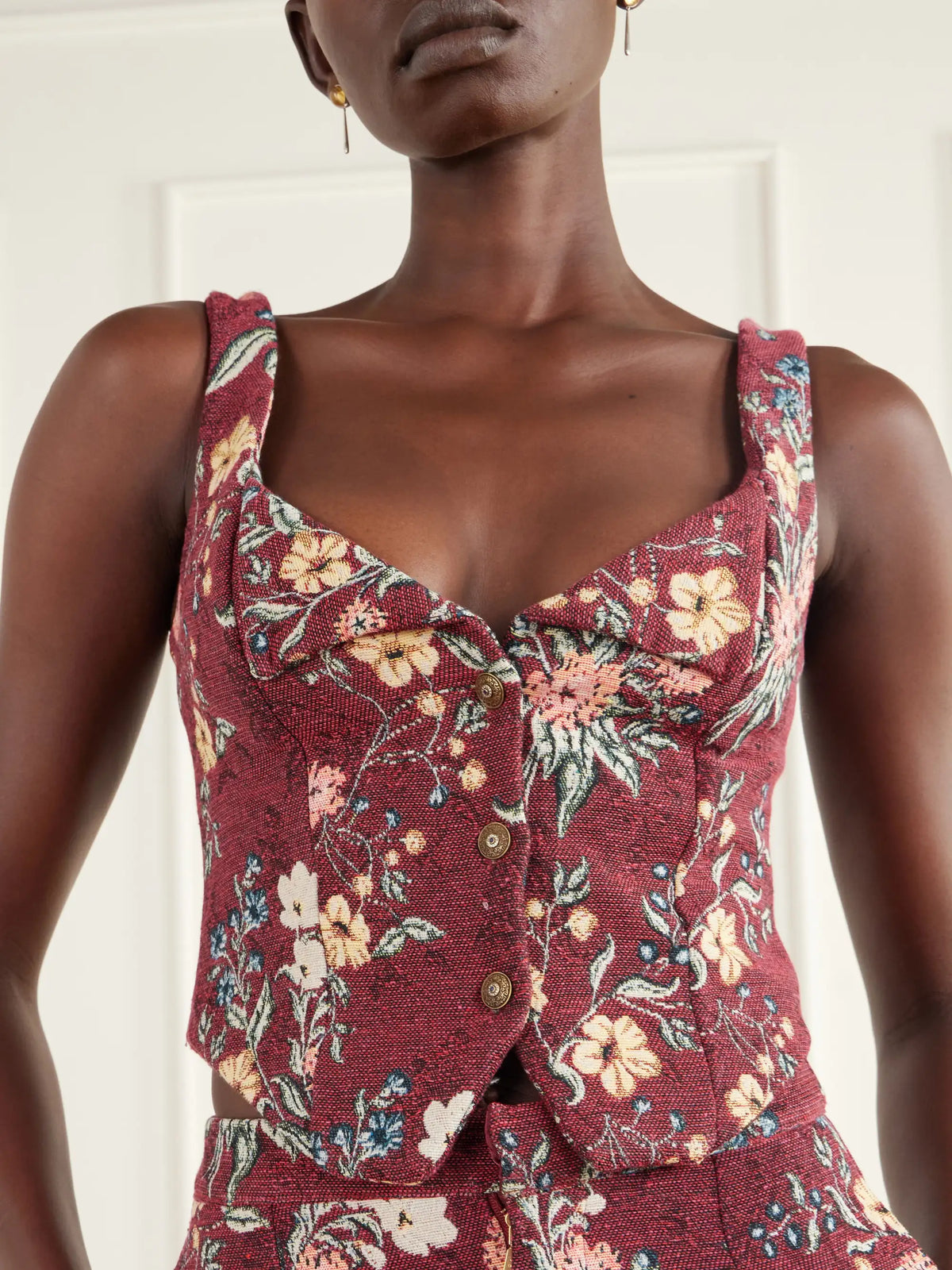 Agua by Agua Bendita Pergamino Floral-jacquard Cotton-blend Vest
