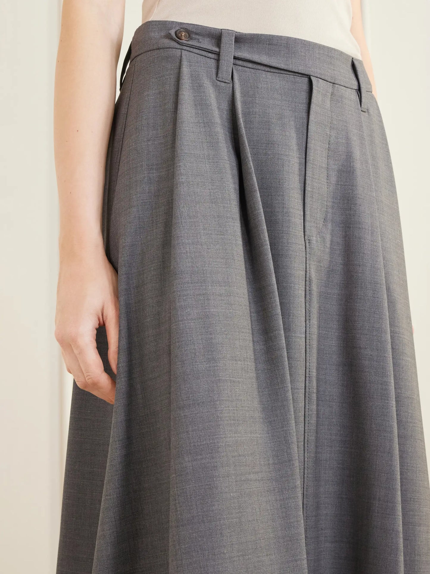 Pleated Wool-blend Midi Skirt