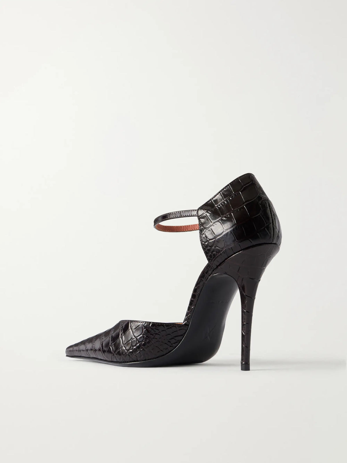 Amina Muaddi Barbara 105 Croc-effect Leather Mary Jane Pumps