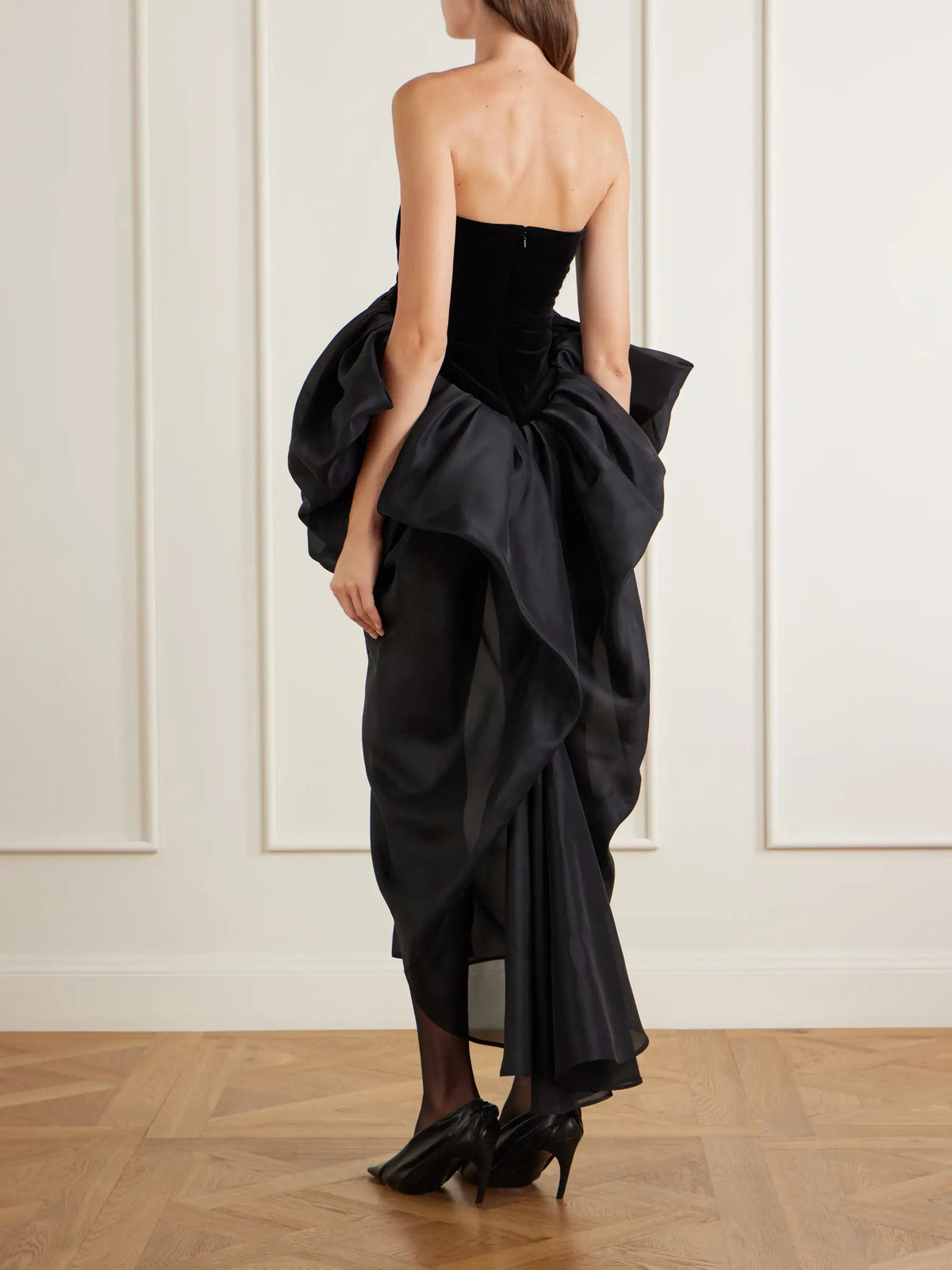 KHAITE Bronte Draped Silk-organza Midi Dress