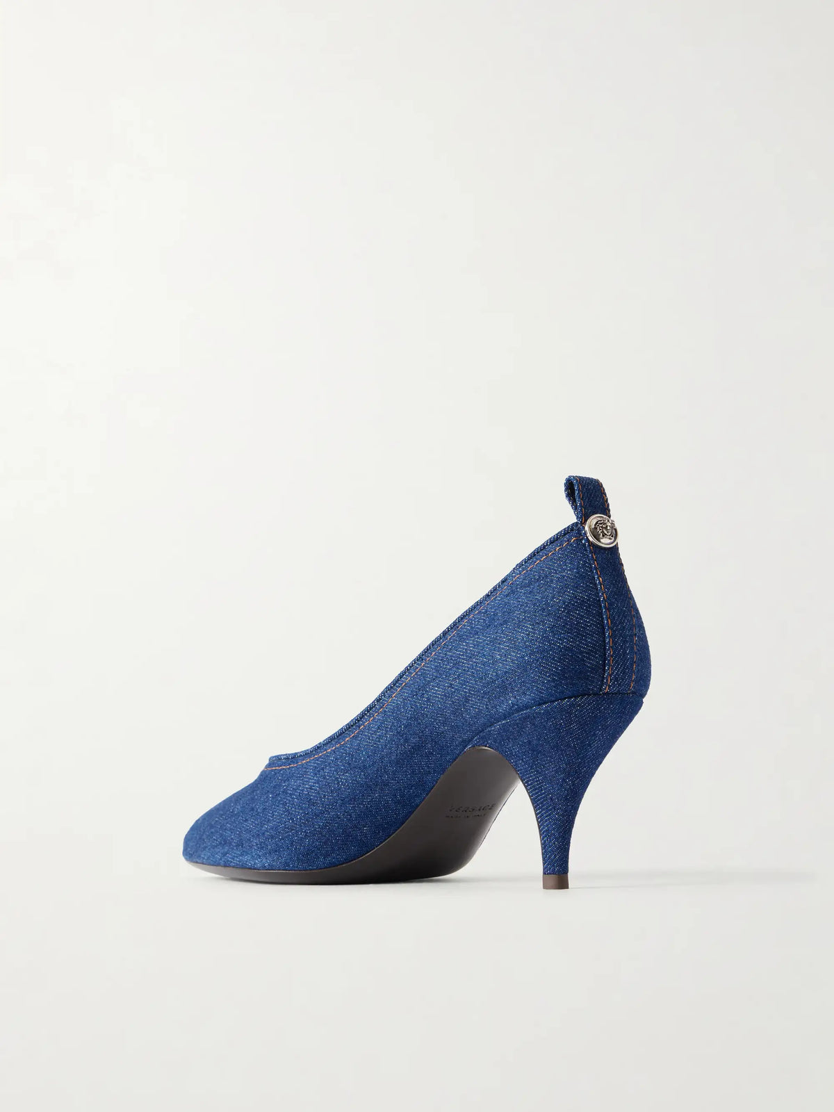 Tina 65 Medusa-embellished Denim Pumps