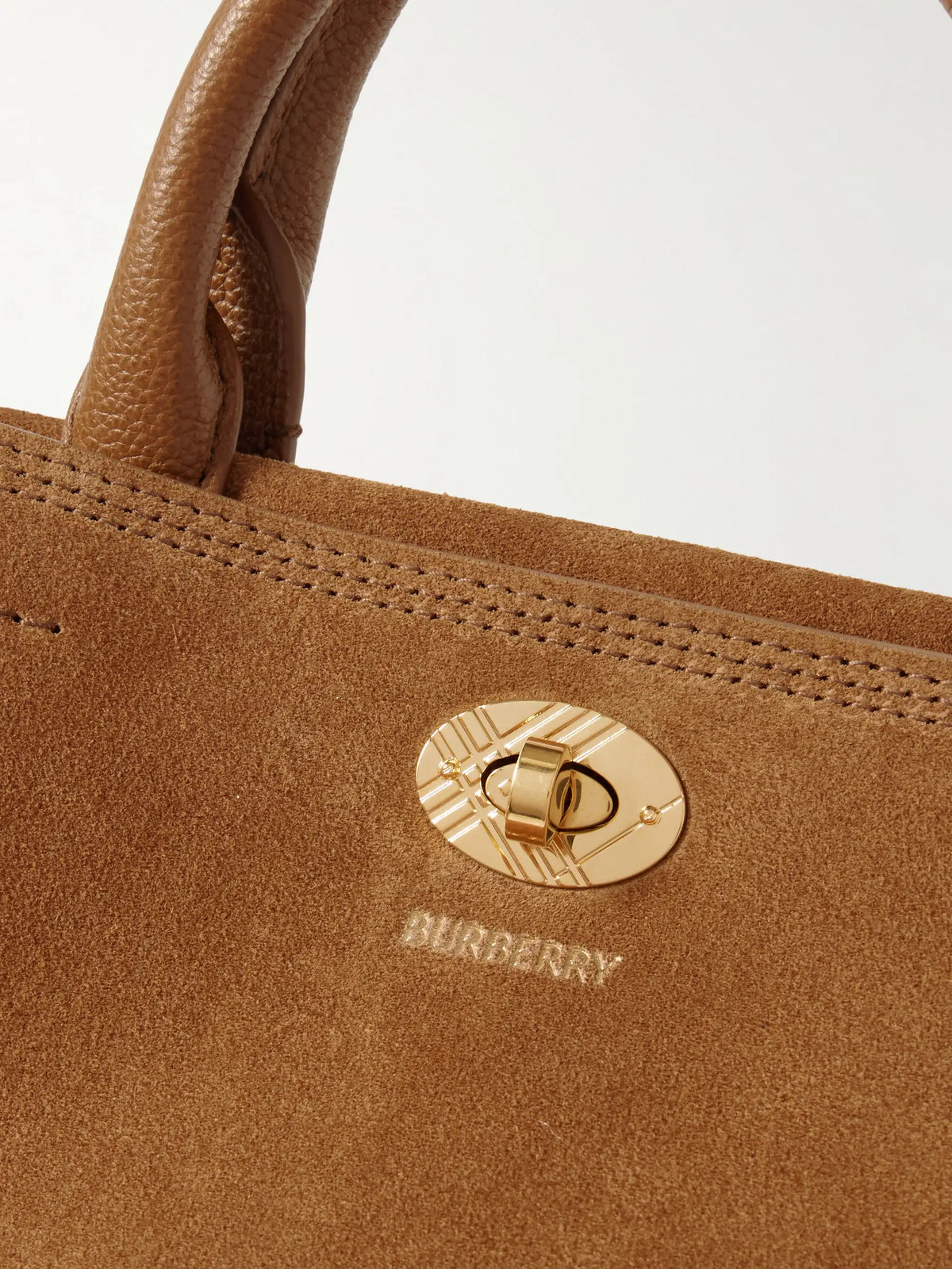 Burberry Leather-trimmed Suede Tote