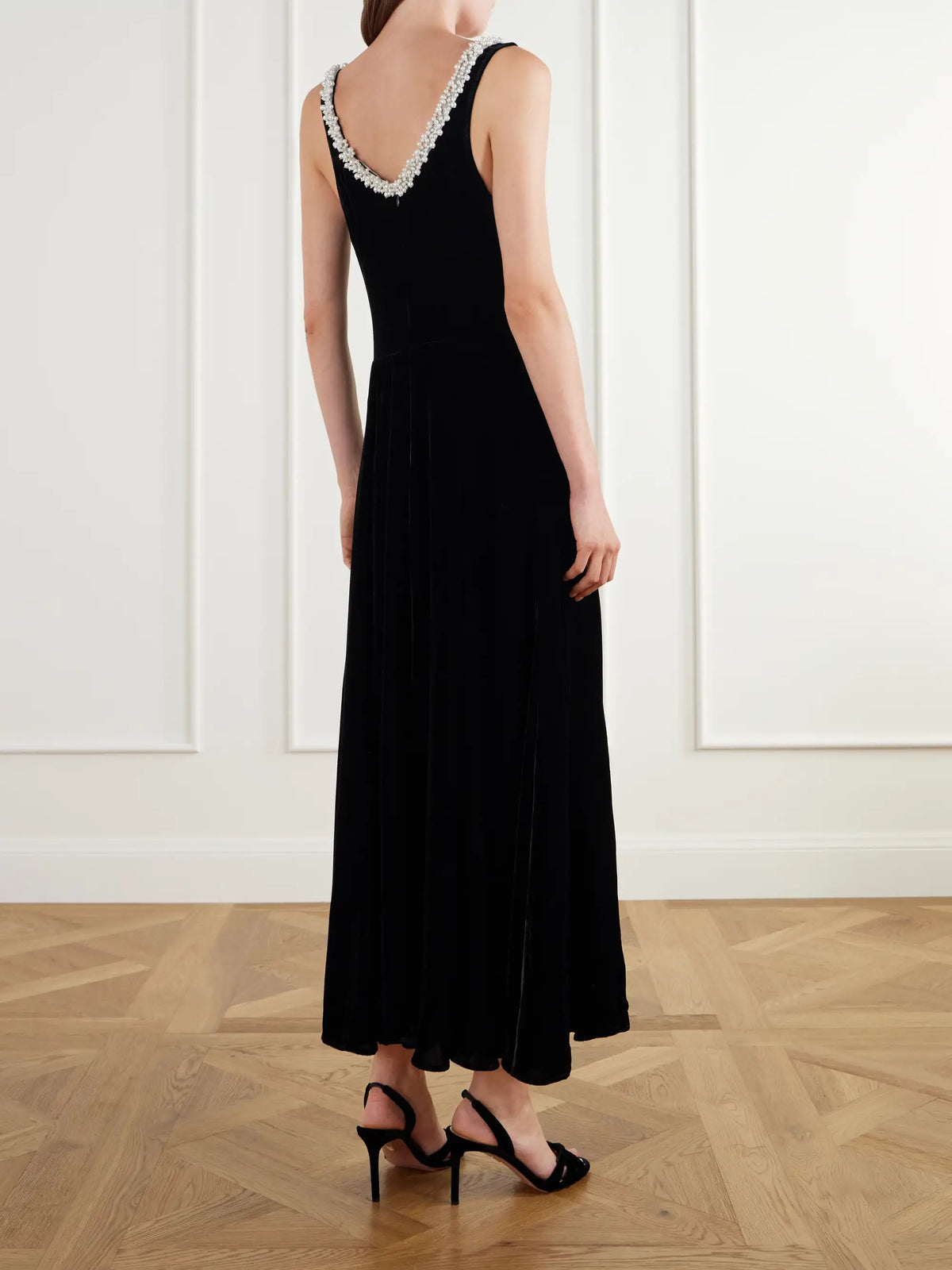 Maria McManus Bead-embellished Velvet Midi Dress