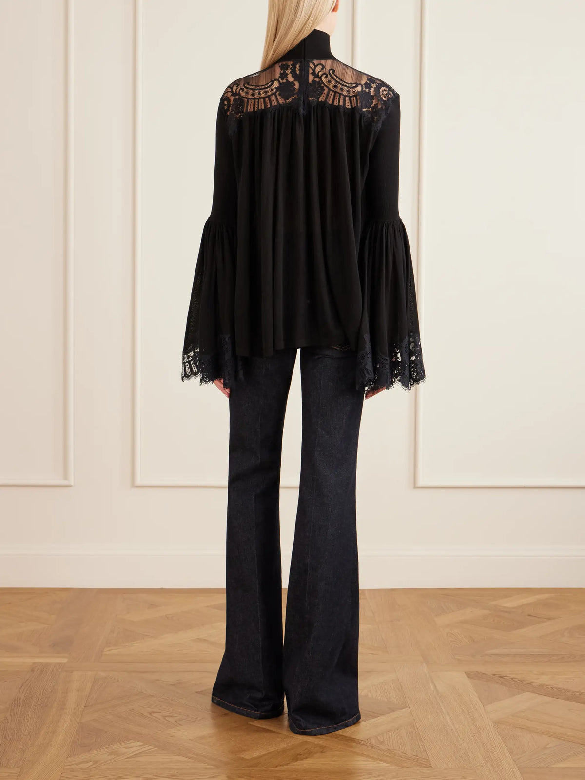 Zimmermann Valiant Lace-trimmed Lyocell-blend Turtleneck Blouse