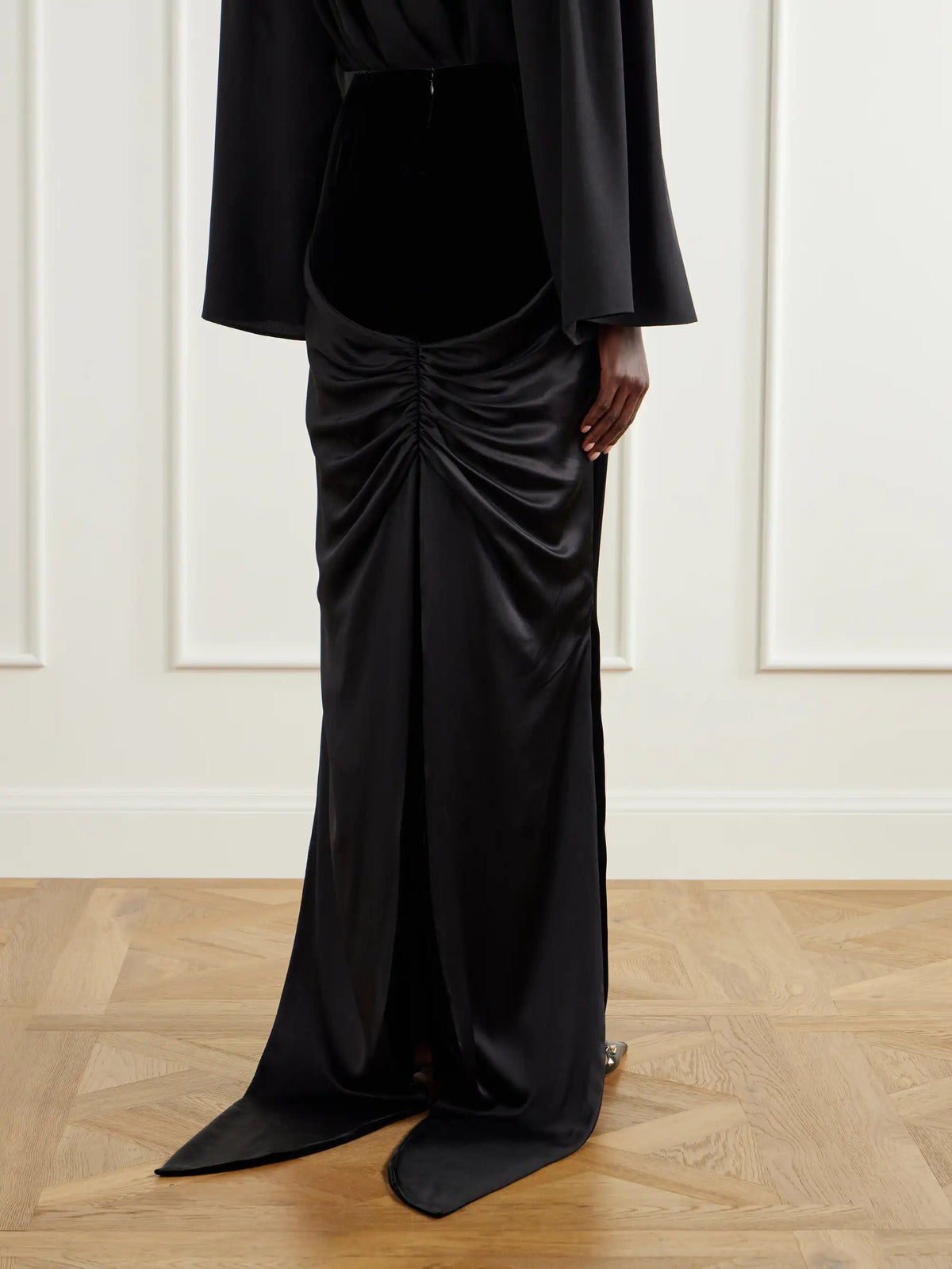 Valentino Garavani Sable Draped Velvet Maxi Skirt
