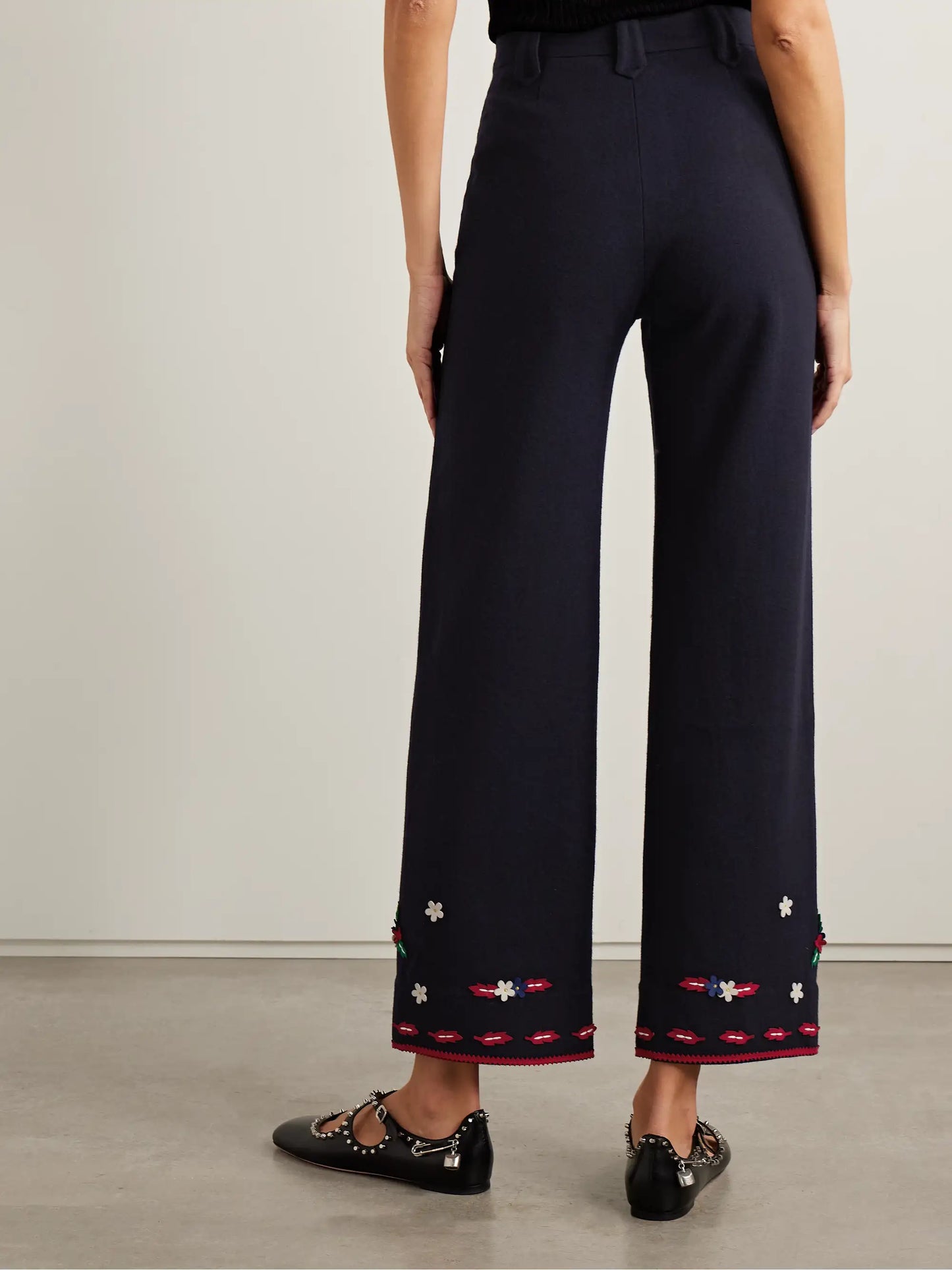 Carroll Appliquéd Wool Felt Straight-leg Pants