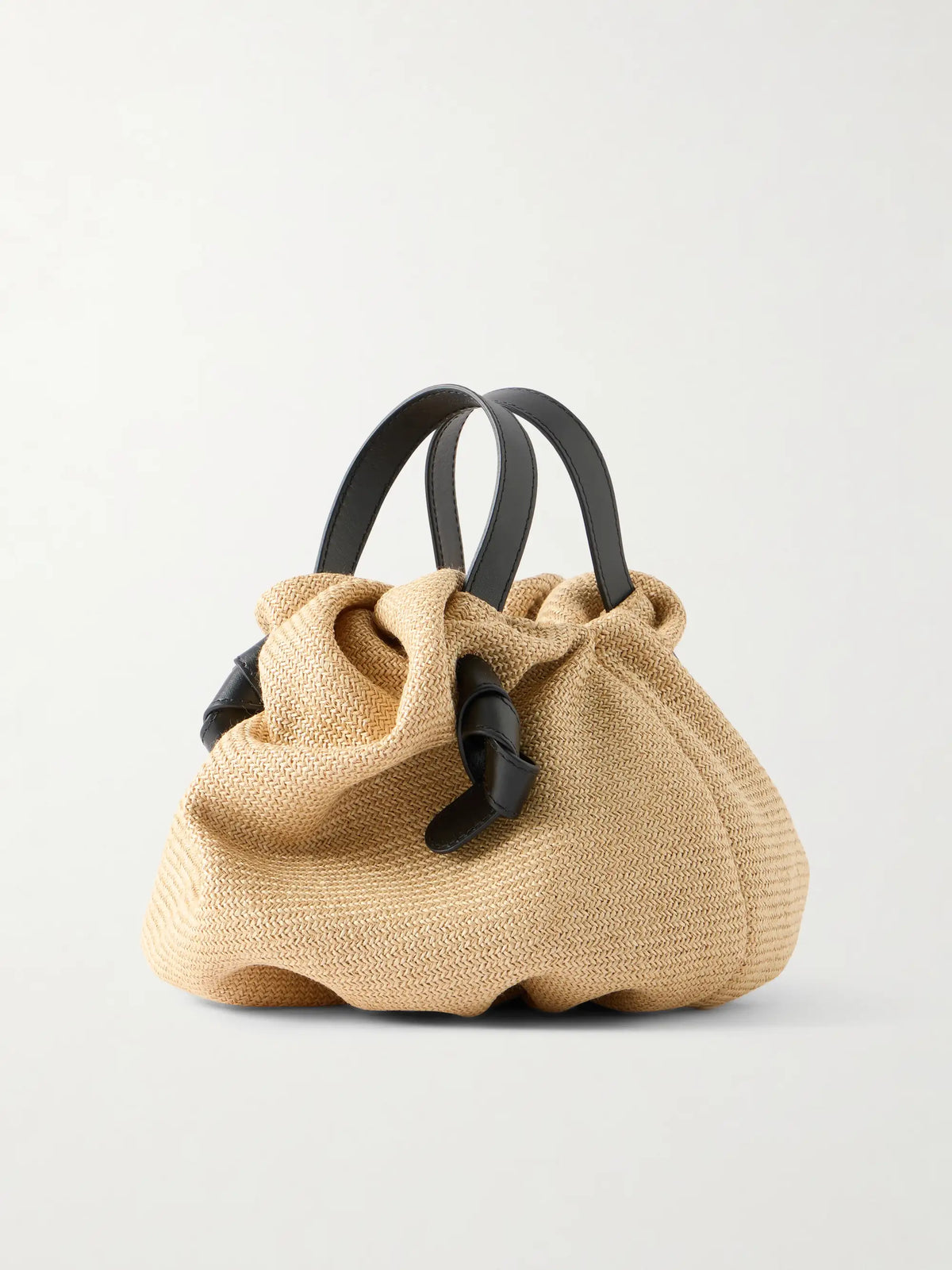 NEOUS Leather-trimmed Raffia Shoulder Bag