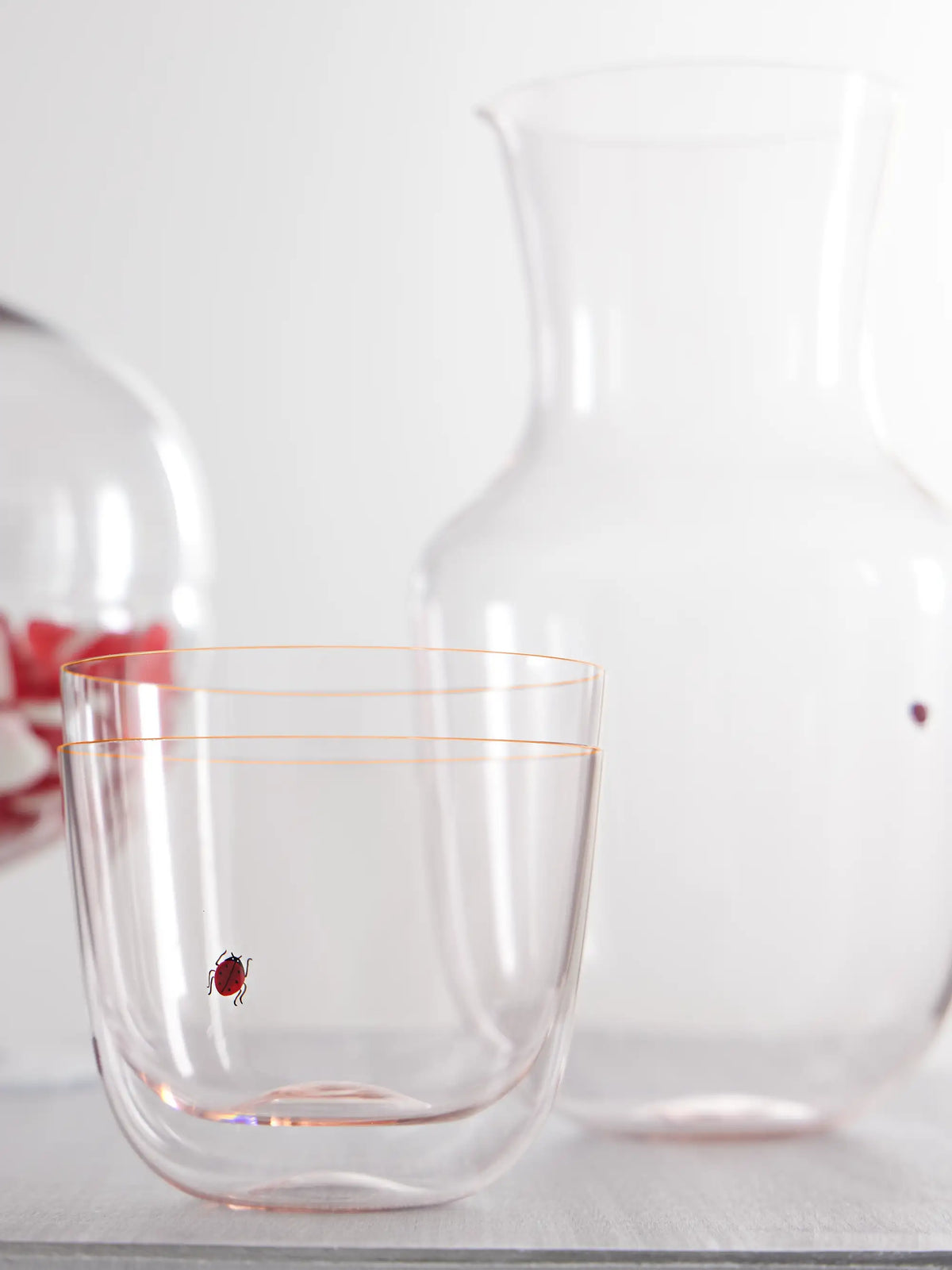 Alpha Set Of Two Crystal Glass Tumblers And Pitcher